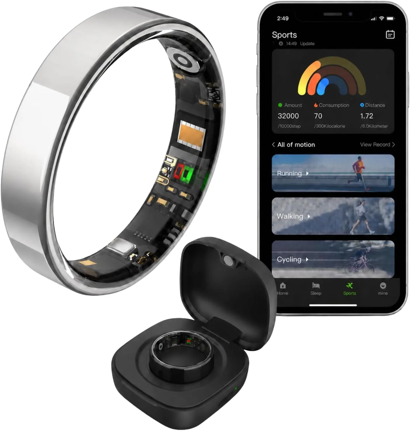 Smart Ring for Women Men, Fitness & Health Tracker with Heart Rate, Blood Oxygen, HRV, Stress, Sleep & Step Tracking, 5ATM Waterproof Smart Ring for iPhone & Android, No Subscription Fee