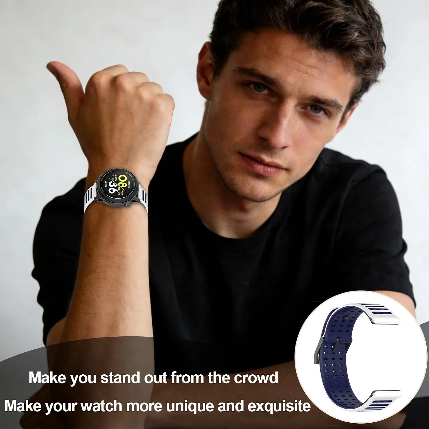 Silicone Replacement Bands Compatible with COROS PACE 3/4/Pro, COROS APEX PRO/2 Pro/APEX 46 MM/4 42MM, Soft & Breathable Smartwatch Straps for Women and Men