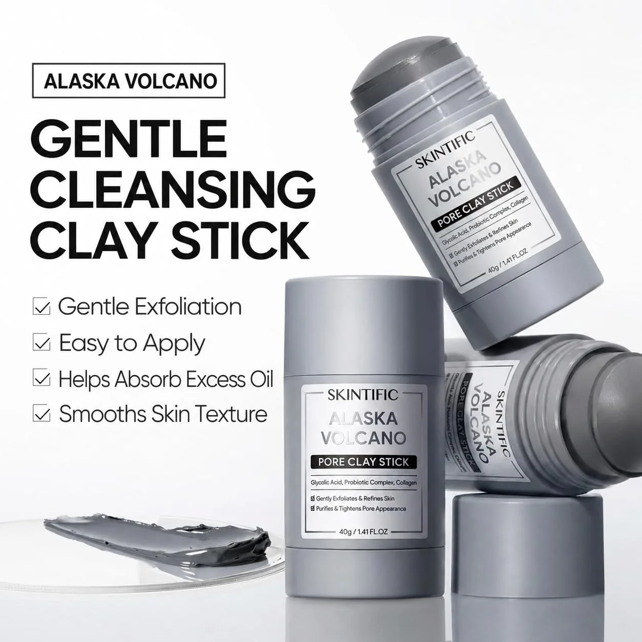 SKINTIFIC Clay Mask Stick Set with Alaska Volcanic Clay & Mugwort
