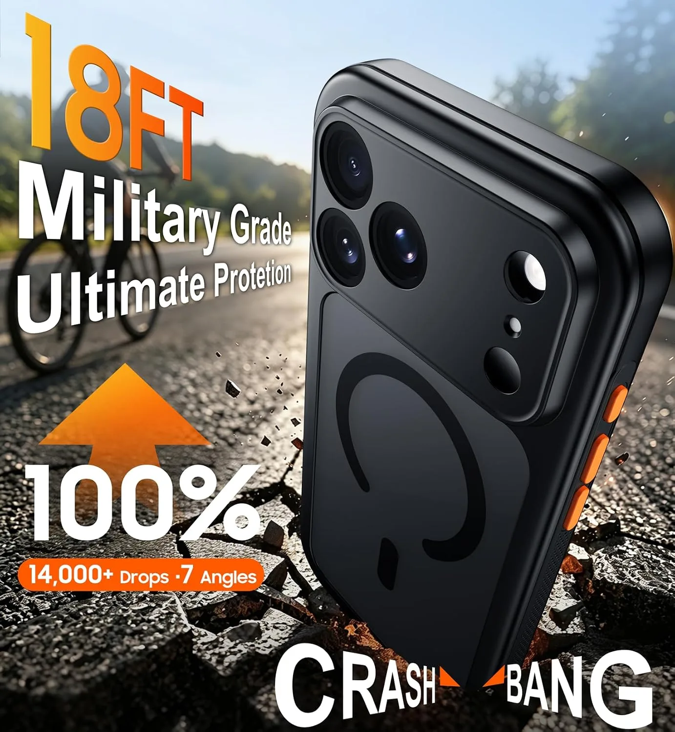 Red2Fire for iPhone 17 Pro Max Case with Built-in Screen Protector &Camera Protector, Compatible with MagSafe, Military Grade Drop Proof, Full-Body Bumper Shockproof Dustproof Phone Cover 6.9" Black