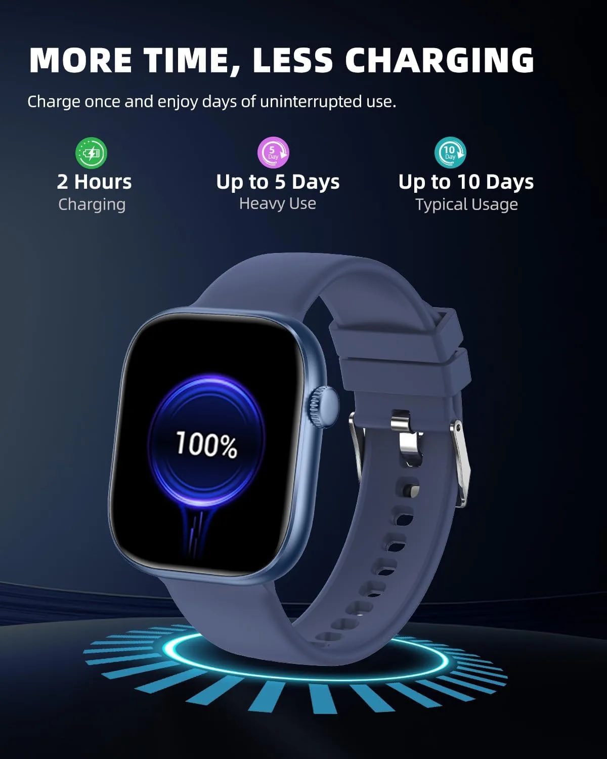 Smart Watch for Women Men, Fitness and Sleep Trackers with 1.83" HD Touchscreen, Bluetooth Calling Smartwatch for Android/iOS, IP67 Waterproof Multi-Sport Modes Pedometer, Navy Blue