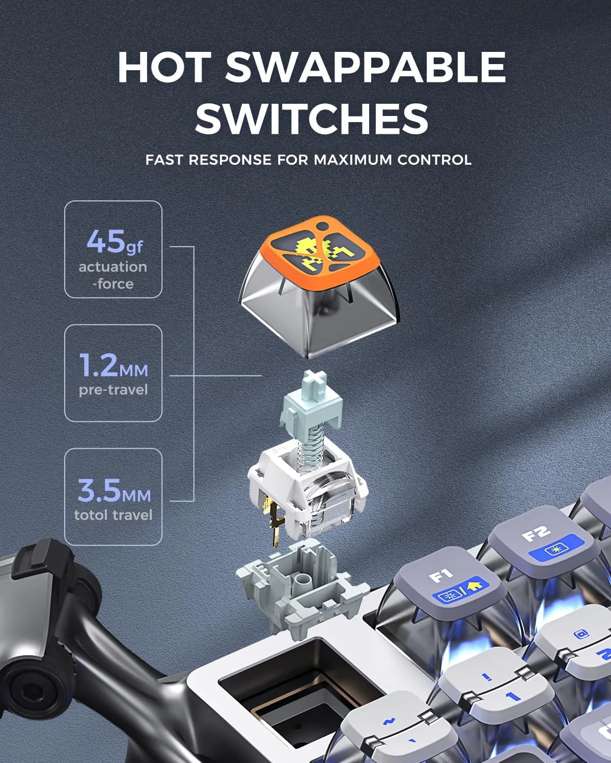 GravaStar Mercury K1 Pro 75% Wireless Mechanical Gaming Keyboard, Hot-Swap