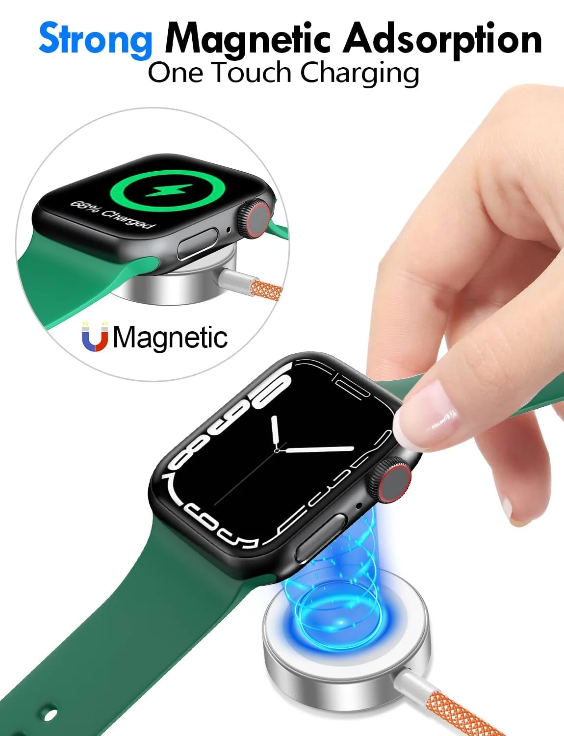 1Pack Travel Essentials for Apple Watch Charger,3-in-2 Multi Charging Cable