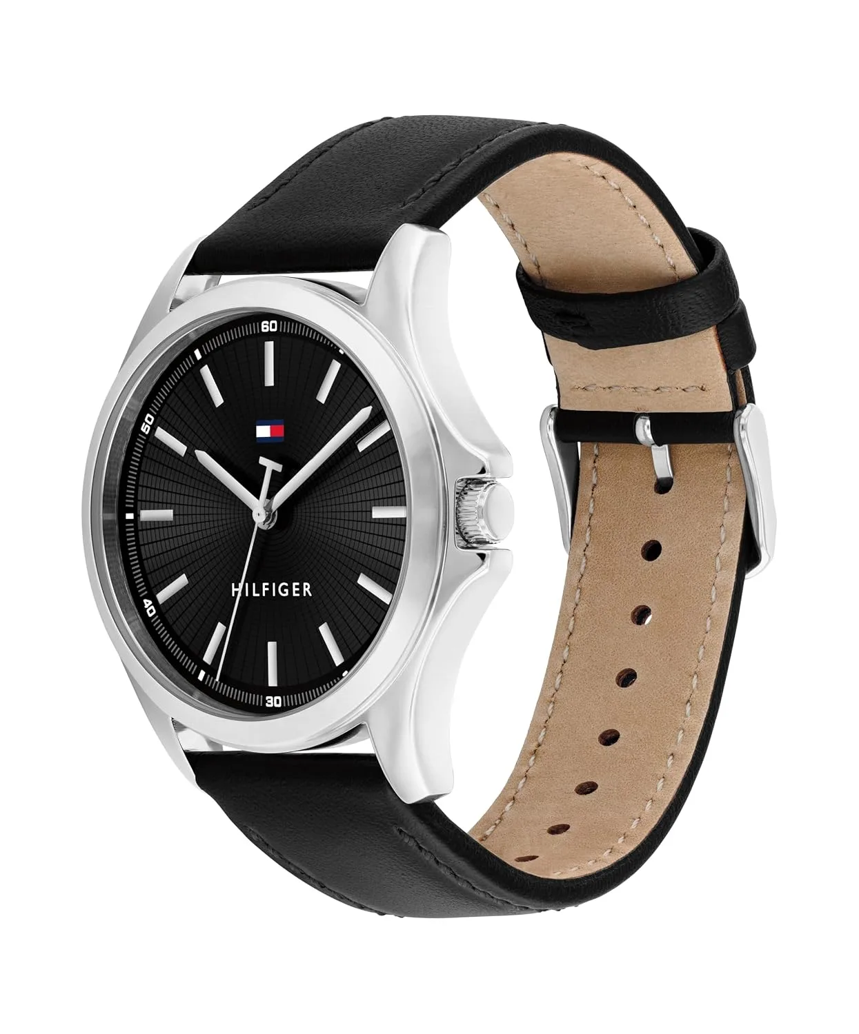 Tommy Hilfiger Men's 3-Hand Quartz Watch – 42mm Case, Leather Strap, 3 ATM Water Resistant, Modern Everyday Timepiece, Gift for Him