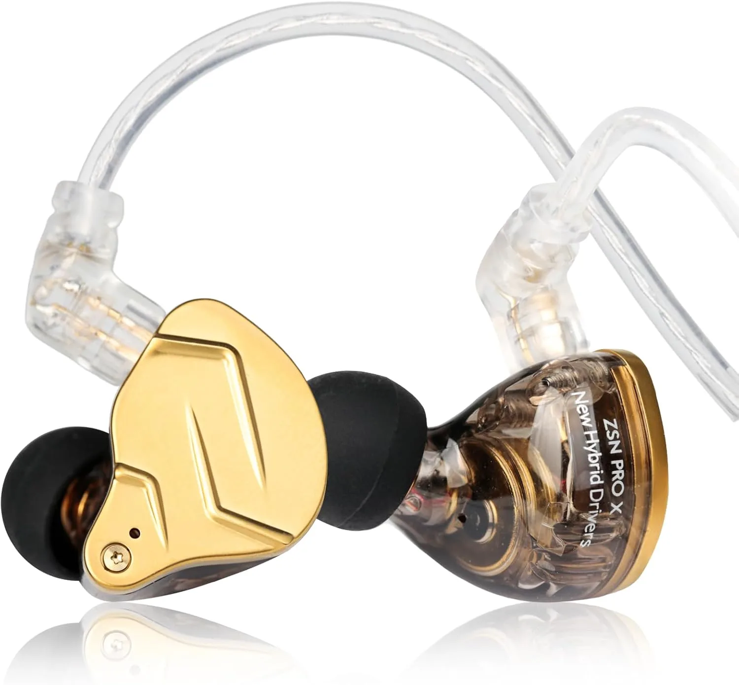 Kinboofi KZ ZSN PRO X 1BA 1DD Hybrid HiFi Earphone in Ear Headphone Monitor ZSN Prox Stereo Sound KZ IEM with Detachable Cable for Musician Drummer (Golden NO Microphone)……