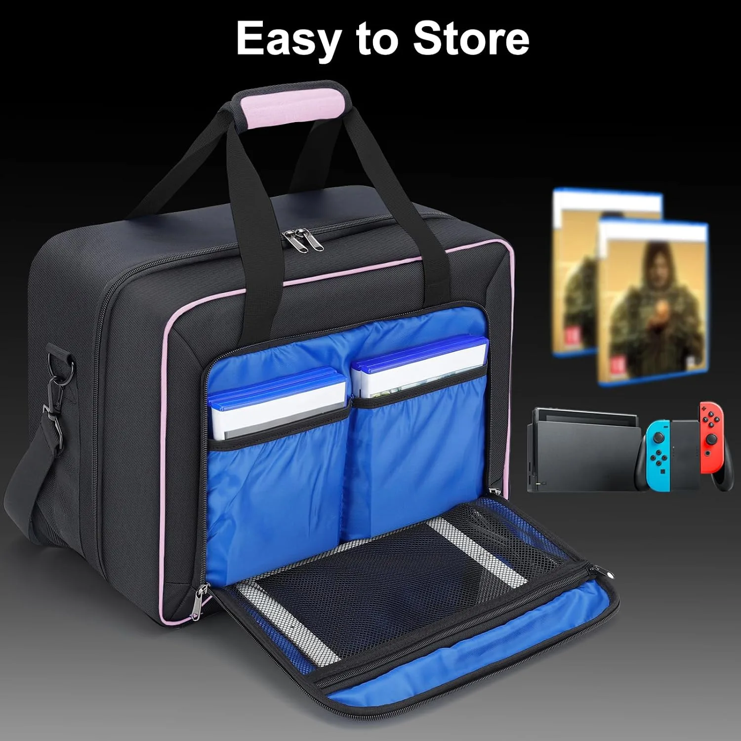 GDNasist Carrying Case Compatible with PS5/PS5 Pro/PS5 Slim, Pink