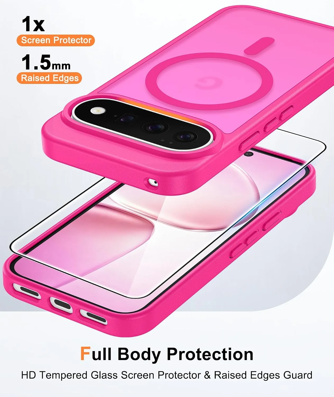 FNTCASE for Google Pixel 11 Pro XL Case Fit for MagSafe Hot Pink