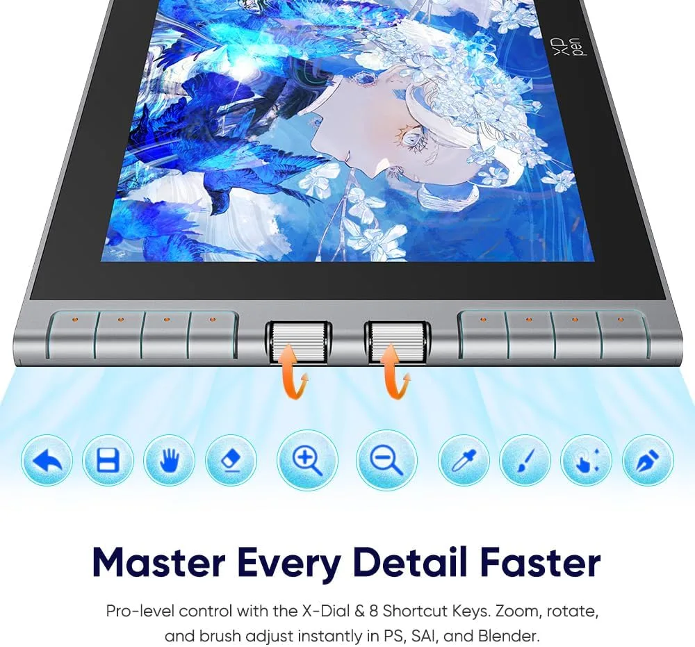 XPPen Artist 12 3rd 11.9" Drawing Tablet with Screen - 16K Pressure X4 Smart Chip Magnetic Stylus, Full-Laminated Anti-Glare Etched Glass, One-Cable Connection, for Beginner Art Learning (Silver)