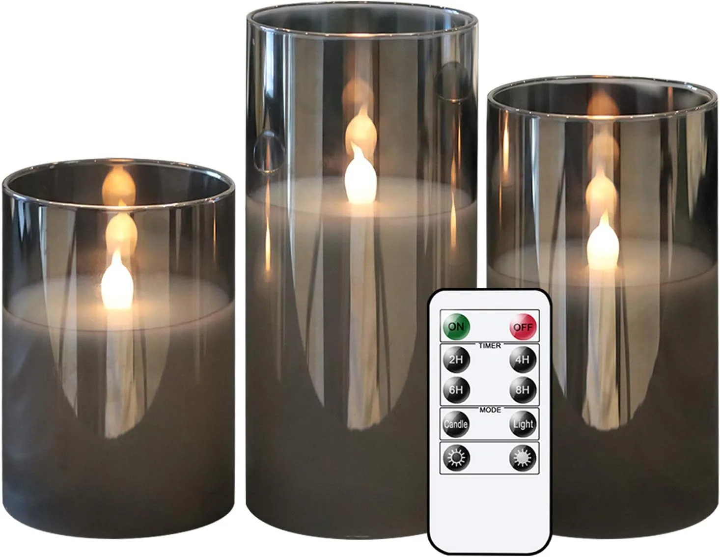 GenSwin Glass Flameless Led Candles Battery Operated Remote Timer Black