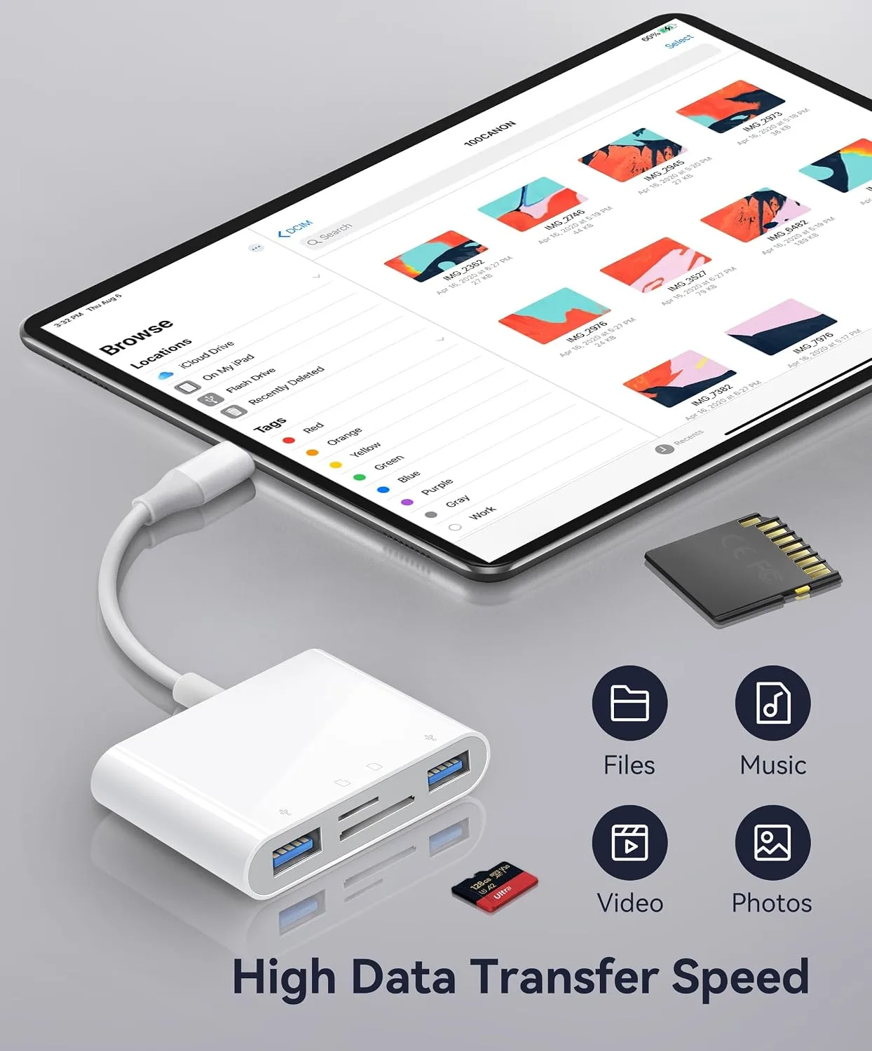 USB C SD Card Reader for Mac/MacBook/iPad/iPhone 15 Pro WNXSLOAD SD Card Adapter with Dual Card Slots & Dual USB Ports, USB-C/TypeC 4 in 1 Trail Camera Memory Card Reader, Plug and Play - 4 Slots
