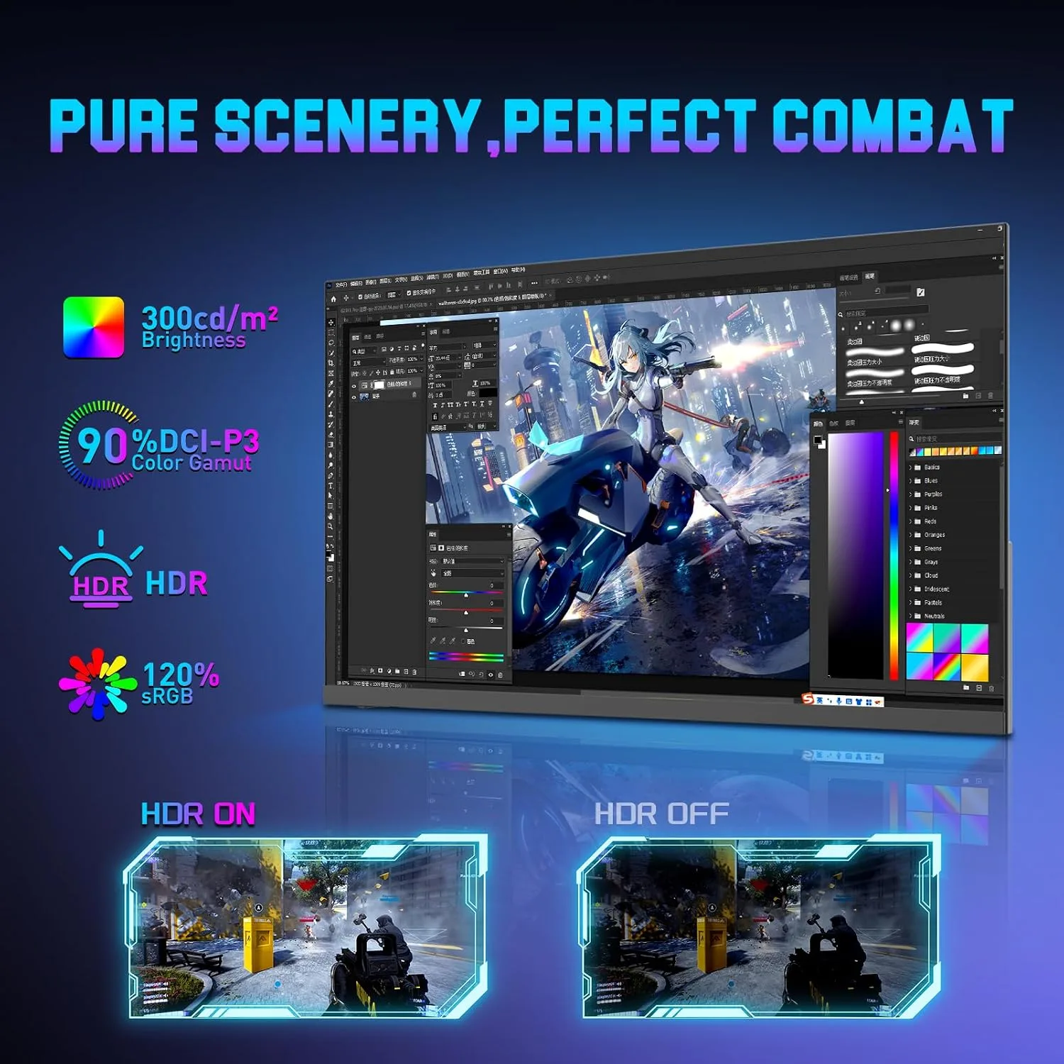 SANSUI 24.5 Inch 300hz 240hz, FHD 1080P Gaming Monitor for FPS PC Gaming