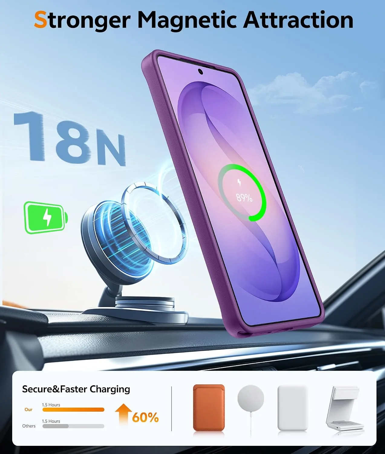 for Samsug Galaxy S26 Ultra Case with 360 Rotatable Magnetic Invisible Stand, [Screen Protector] Fits for MagSafe, Mil-Grade Shockproof Translucent Matte Phone Cover, 6.9", Purple