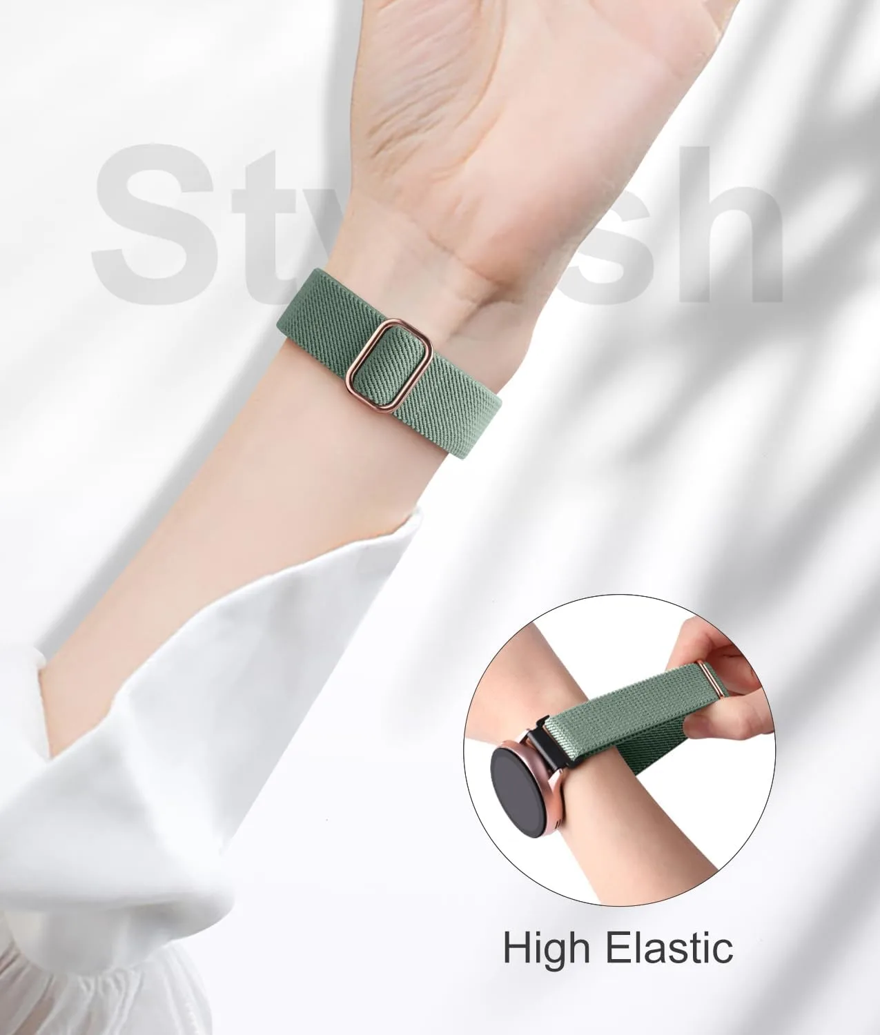 Lerobo Elastic Bands Compatible with Samsung Galaxy Watch 7 6 5 4 40mm 44mm/for Galaxy Watch 6 Classic Band 43mm 47mm/Watch 4 Classic Band 42mm 46mm/5 Pro/Active 2,3 Pack Adjustable Nylon Sport Band