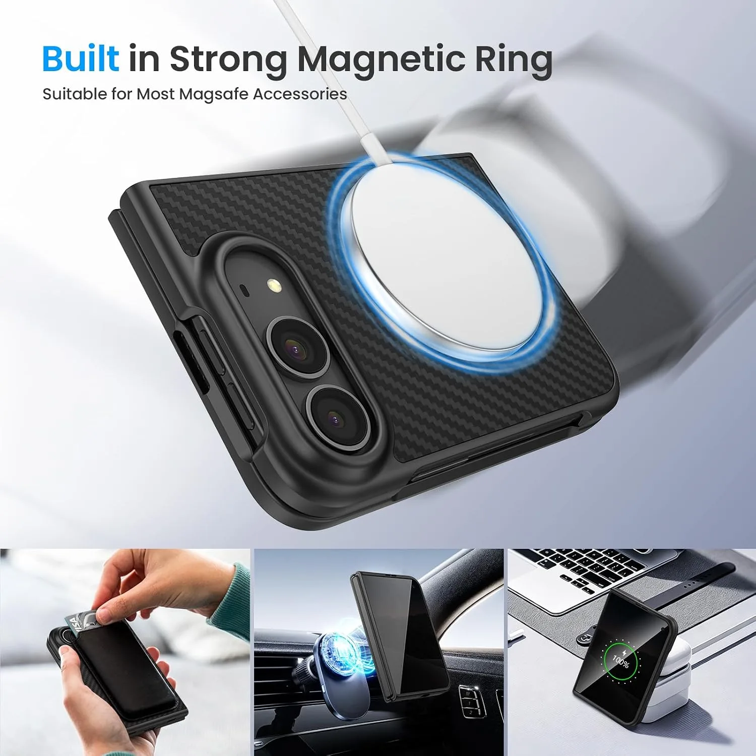 Ruky for iPhone Duo Case, with Privacy Screen Protector, Carbon Fiber