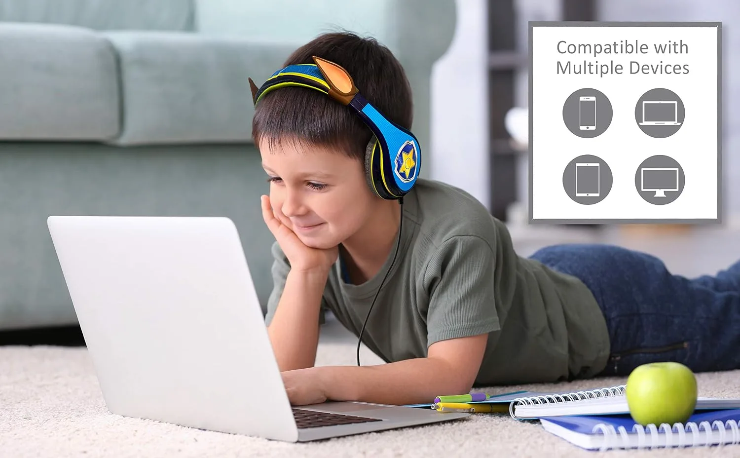 Paw Patrol Chase Headphones for Kids with Built in Volume Limiting Feature for Kid Friendly Safe Listening