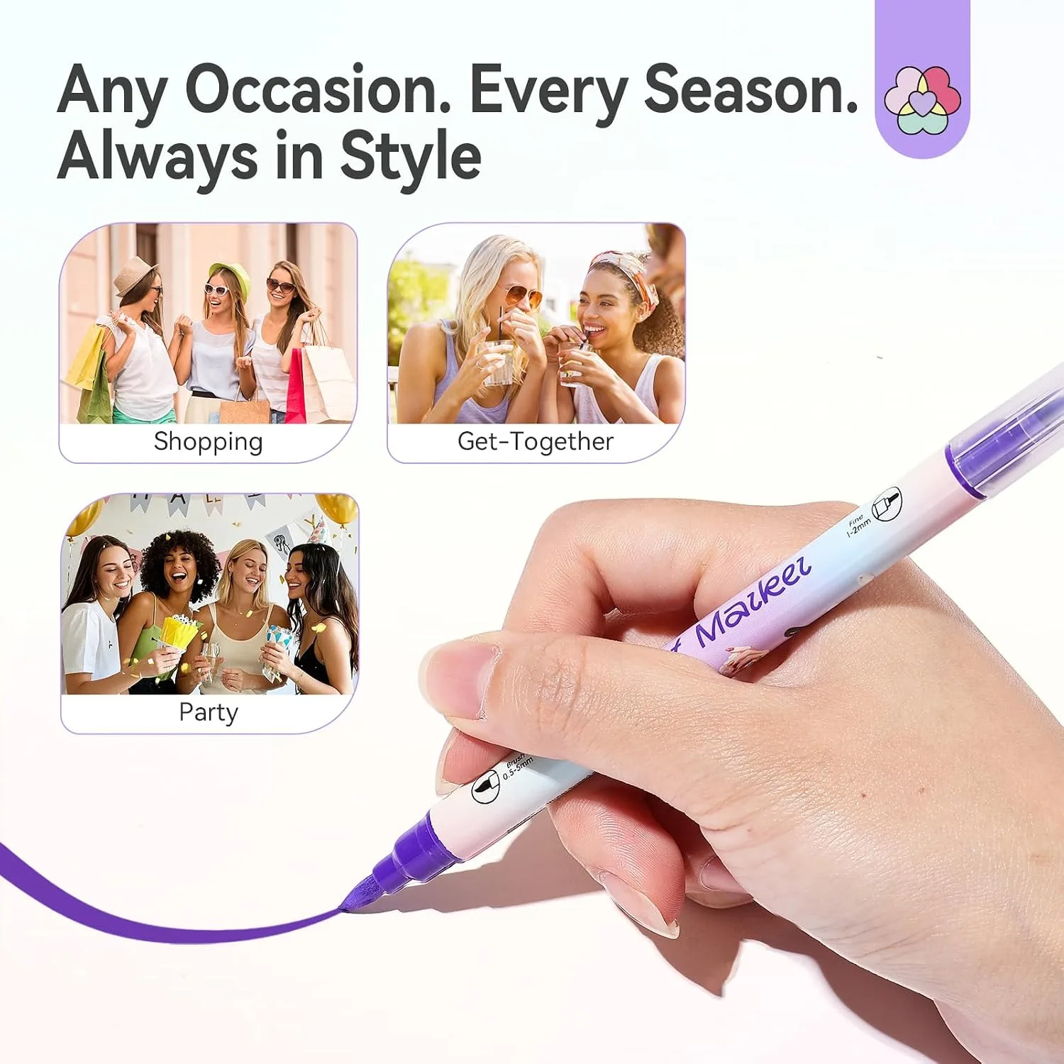 SAVILAND 24 Colors Nail Art Pens Set, 0.5mm Dual Tip Nail Polish Pens