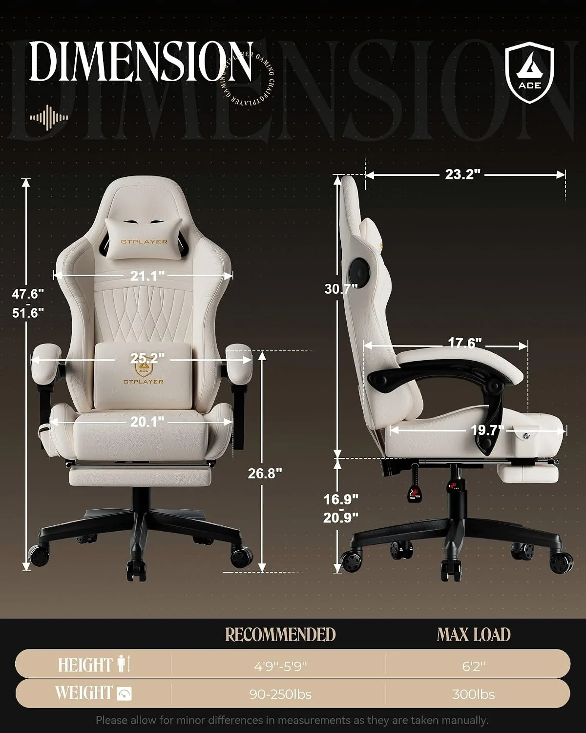 GTPLAYER Gaming Chair, Comfort Computer Office Chair for Adults, Ivory