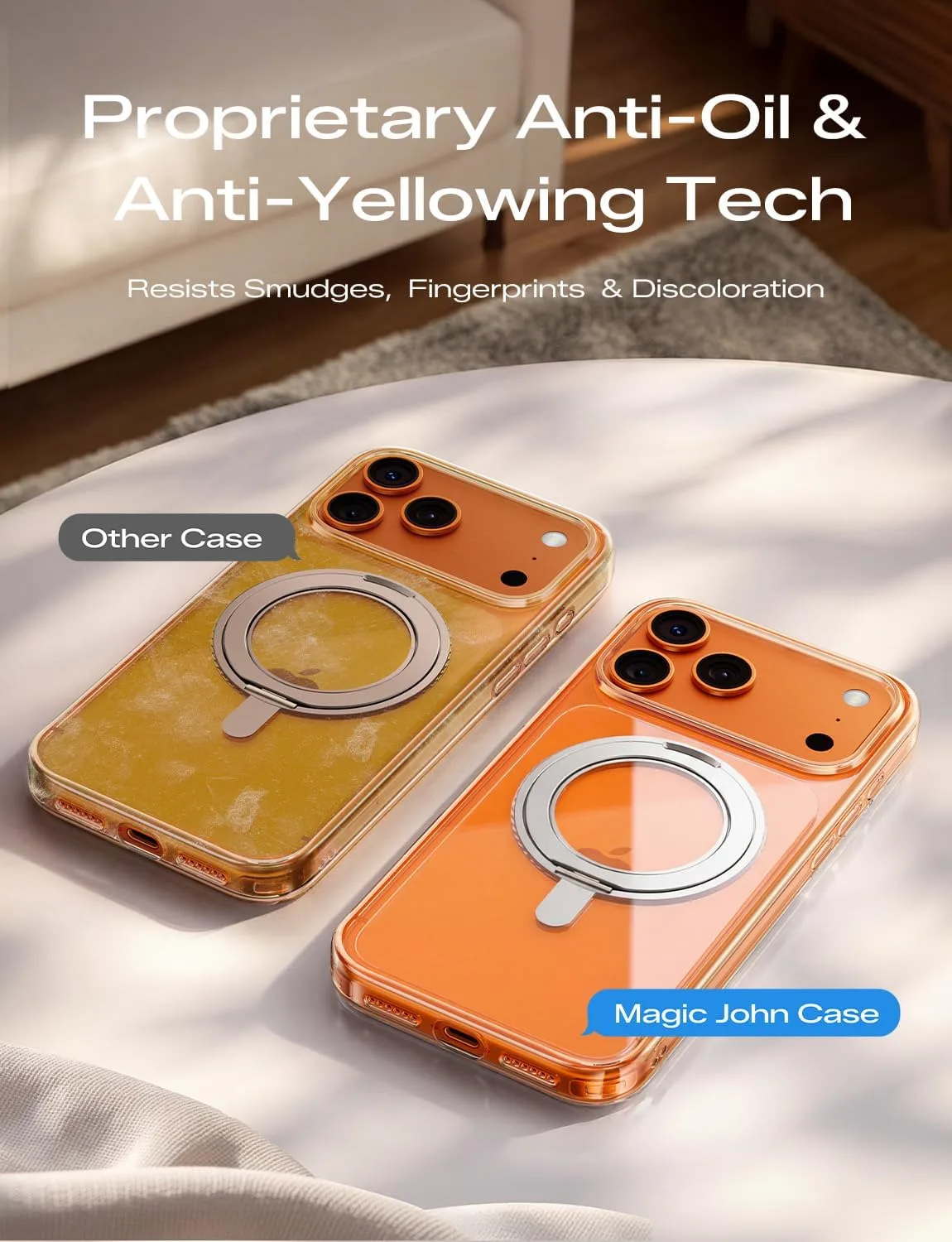 Magic John for iPhone 17 Pro Max Case with 360 Magnetic Stand [Fit for MagSafe] [3X Military-Grade Protection] [Camera Control Button] Slim Case for iPhone 17 Pro Max Phone case,6.9"，Clear