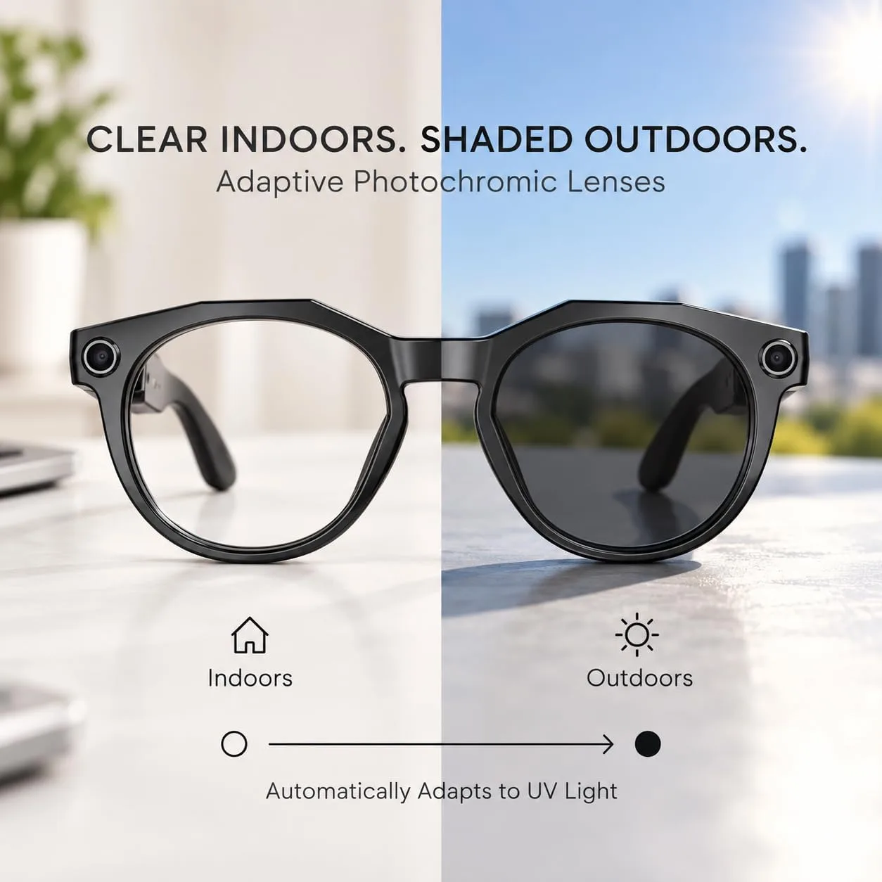 AI Smart Glasses with Camera: POV Vlogging Capture & Open-Ear Audio