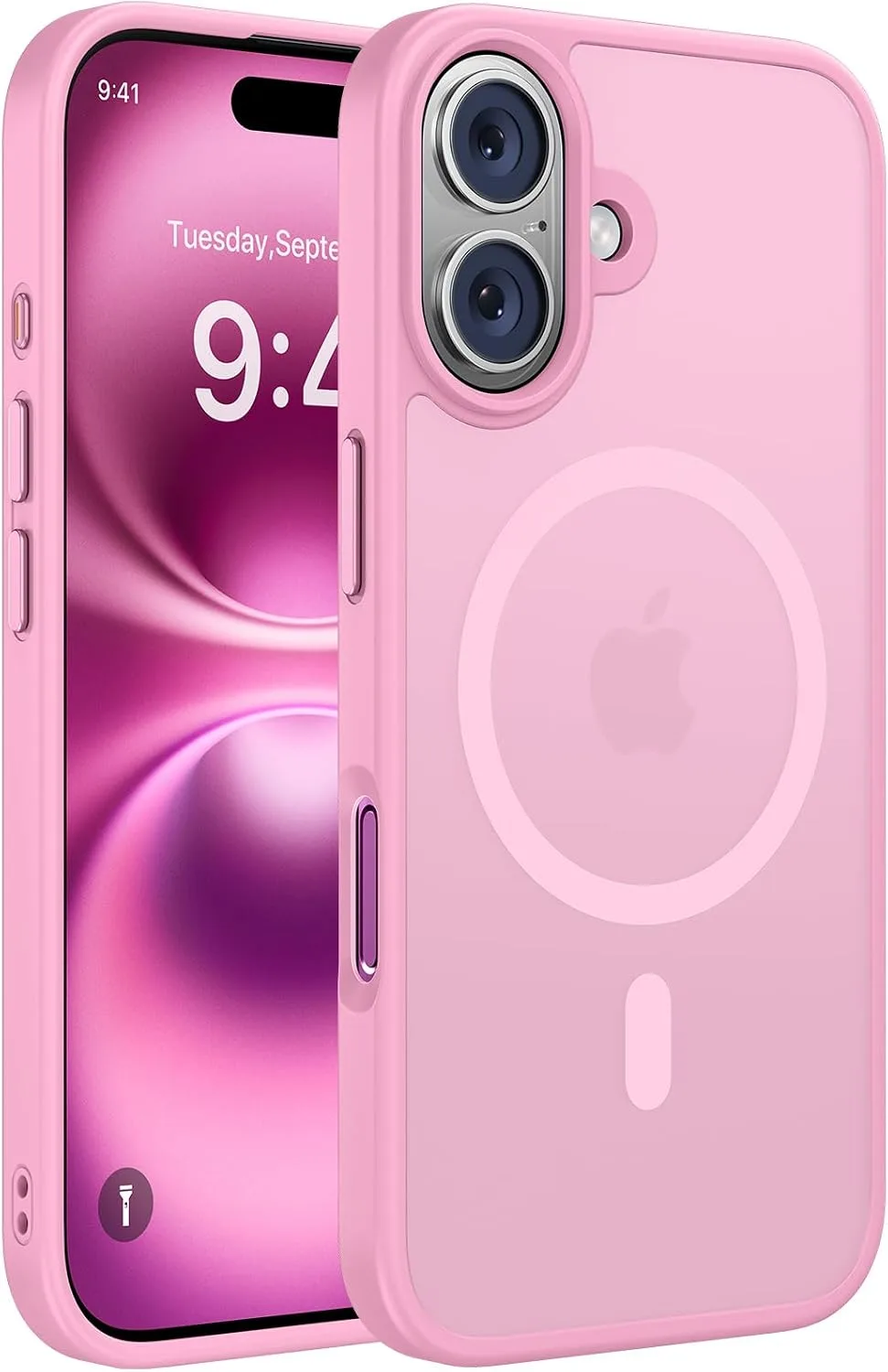 Miracase Magnetic Series for iPhone 16 Case [Compatible with MagSafe] Military-Grade Protection, Anti-Fingerprint, Slim Phone Case for iPhone 16 6.1 inch - Messy Pink