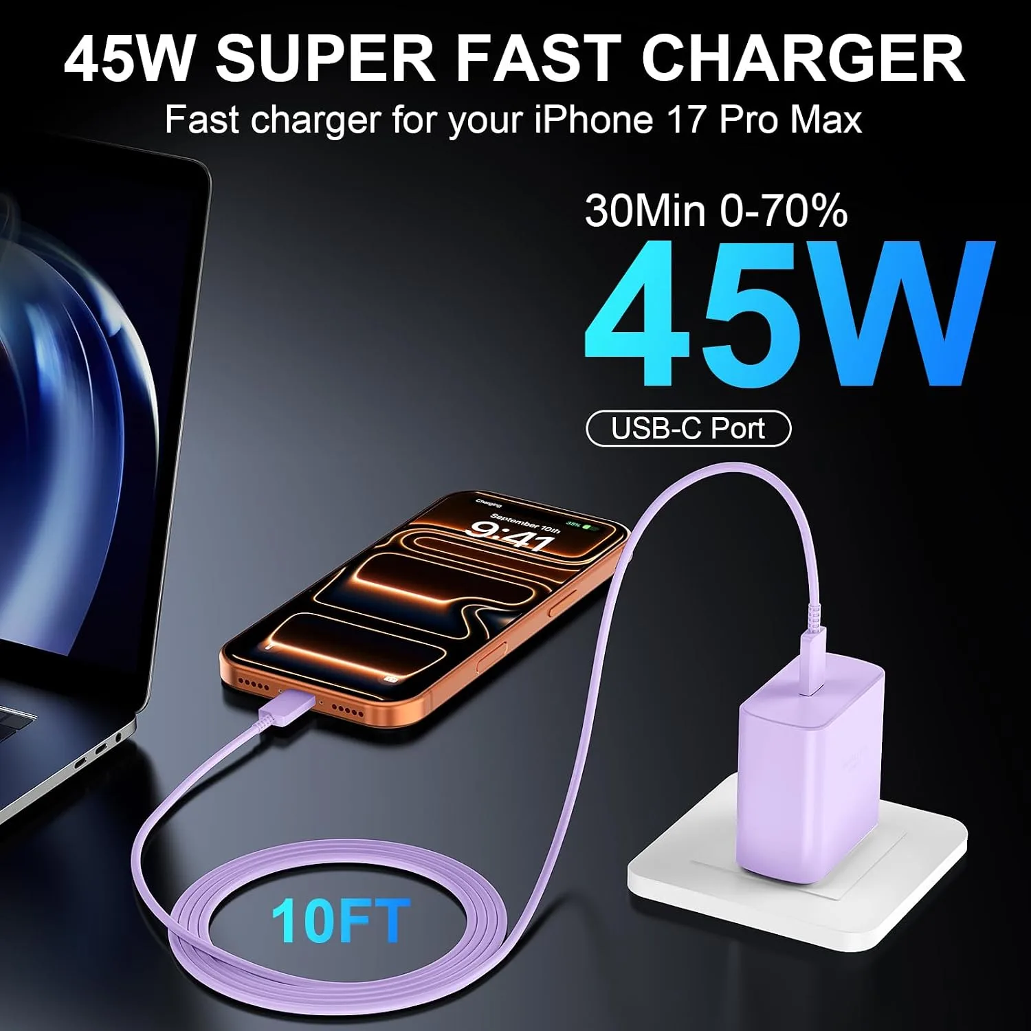 Phone 18 17 Pro Max Charger Fast Charging 45W USBC Phone Duo Fast Charger