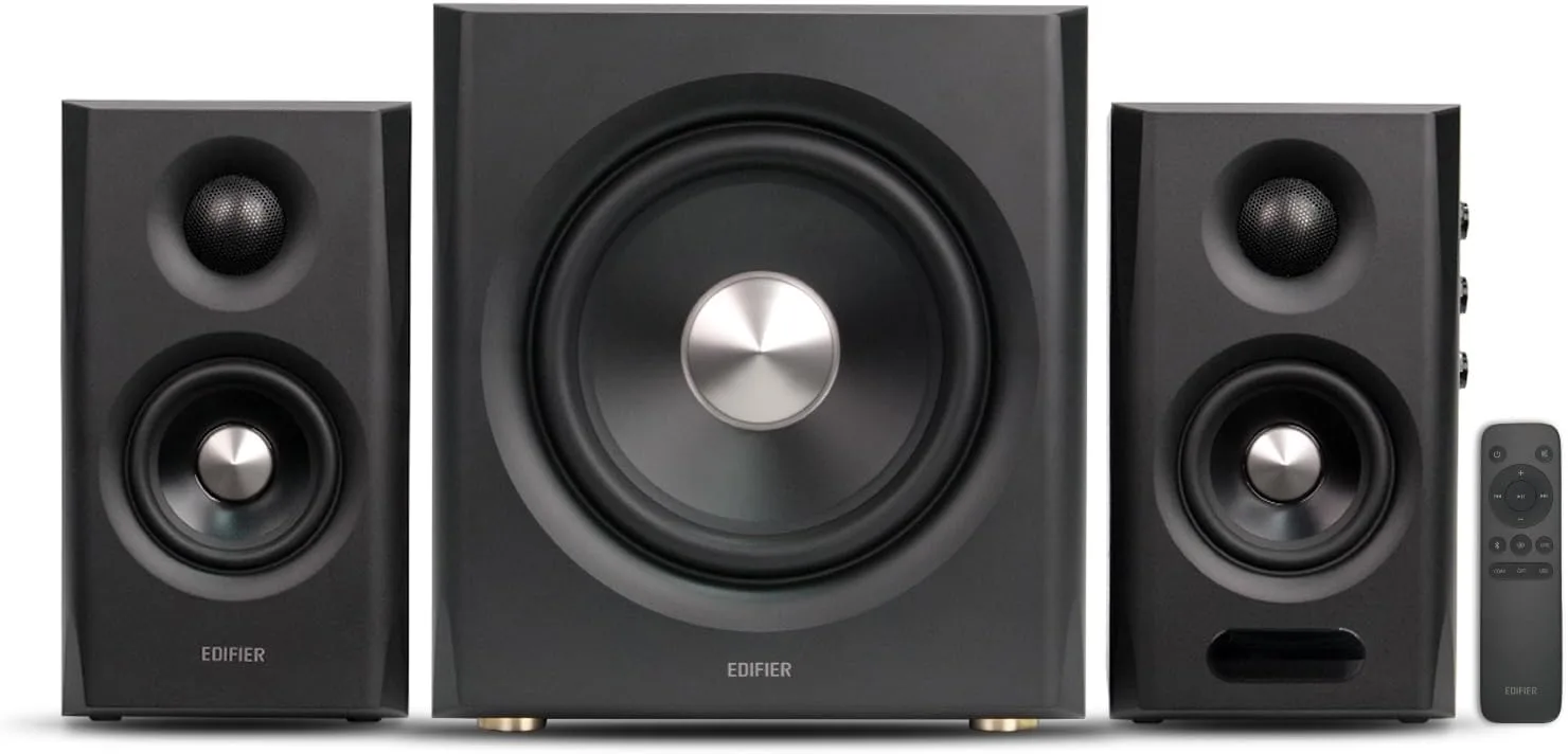Edifier S355DB 2.1 Powered Bookshelf Speakers, 150W Hi-Res Audio, Black