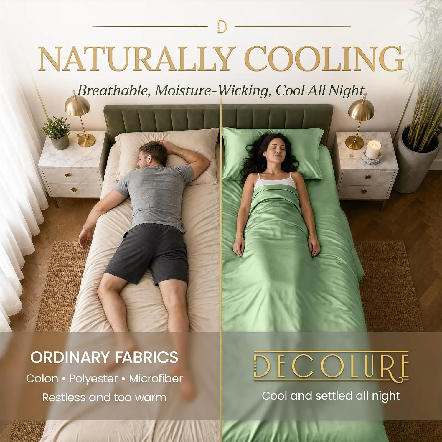 DECOLURE 100% Viscose from Bamboo Sheets King Size | 6 Pc Cooling Bed Set