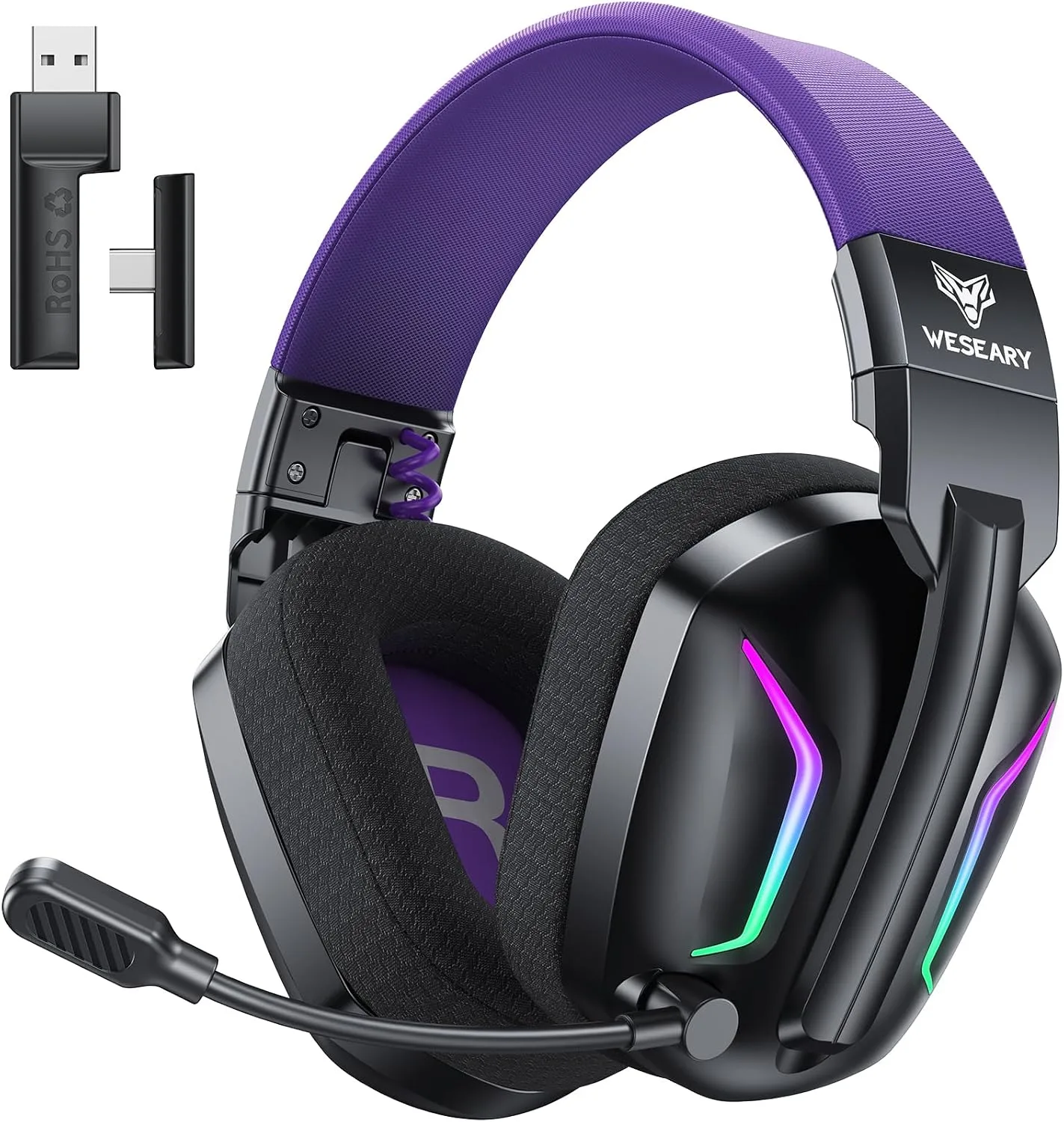 Audífonos inalámbricos para gaming Weseary WG1 2.4GHz USB para PS5, PS4, PC, Switch y Mac