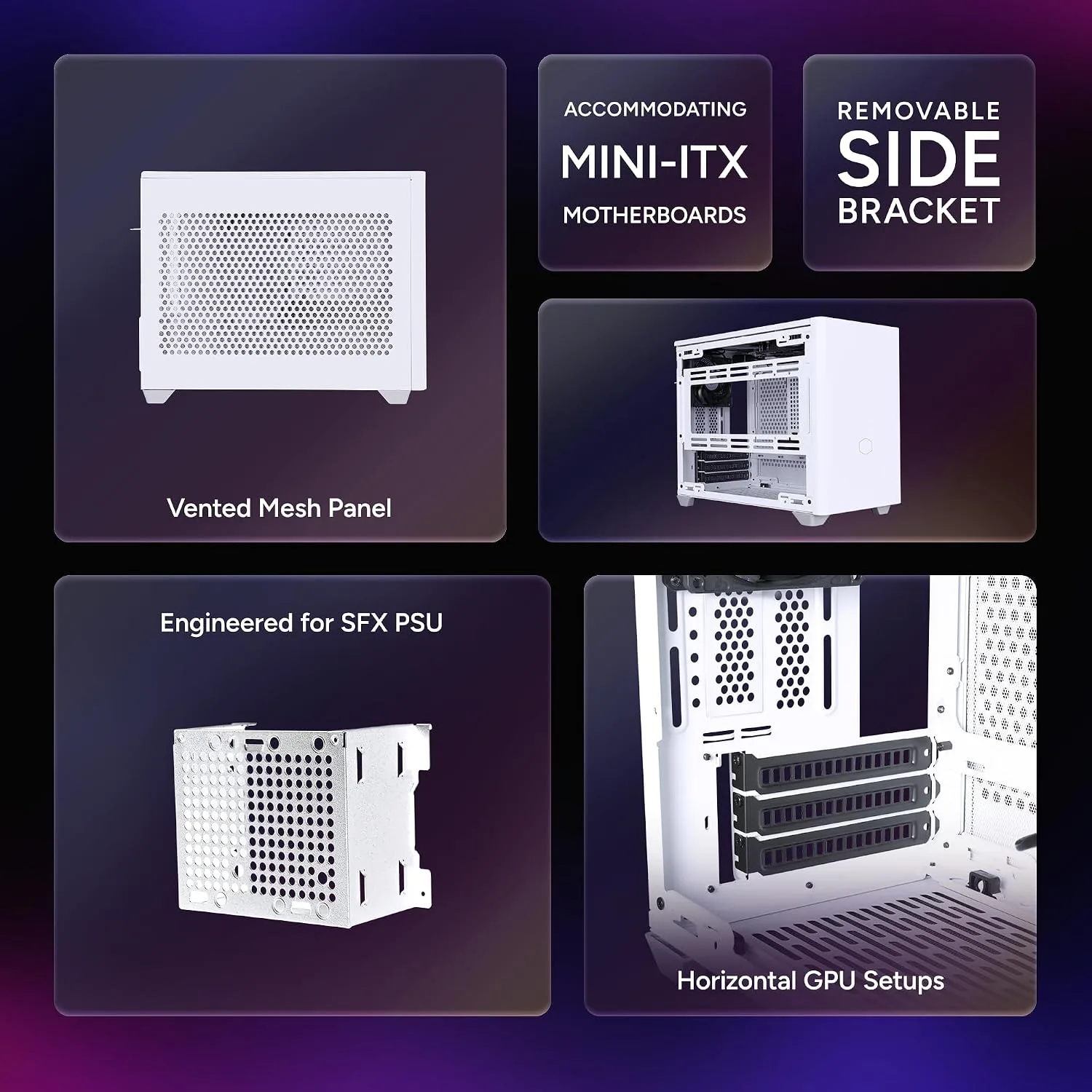 Cooler Master NR200 Mini-ITX PC Case, High Airflow, 330mm GPU Support White