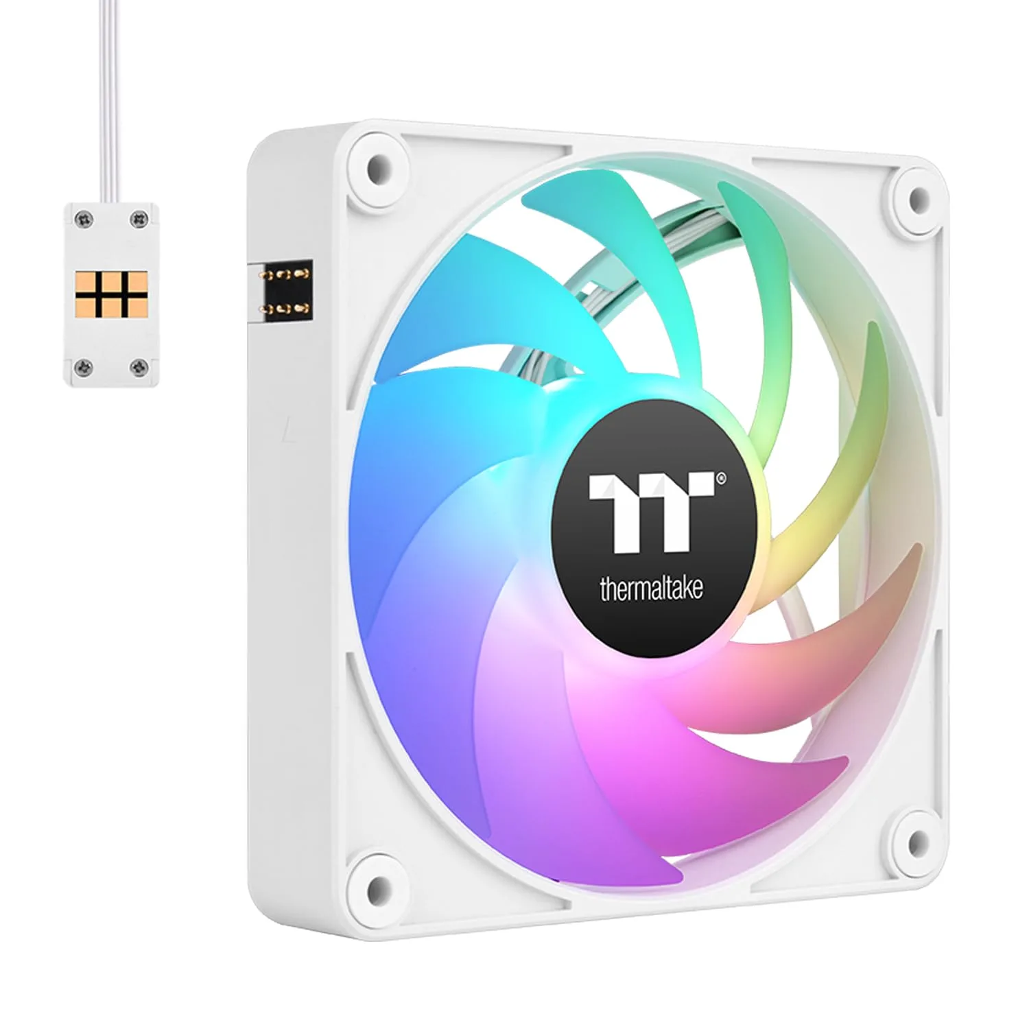 Thermaltake CT120 EX ARGB Sync PC Cooling Fan White (3-Fan Pack), Magnetic Connection, 5V Motherboard Sync, 16.8 Million Colors 9 Addressable LEDs, 120 mm Case/Radiator Fan, CL-F190-PL12SW-A