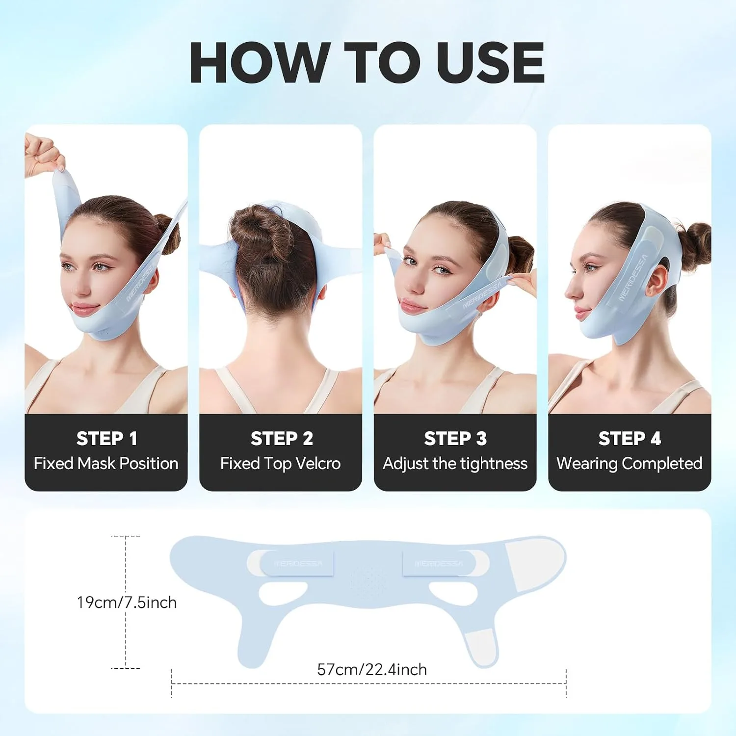 V-Lift Pro V-Line Lifting Face Mask - Anti-Wrinkle & Face Contouring Wearable Band, Double Chin Reducer for Sculpted Jawline, Seamless Design with Breathable Fabric (Blue)