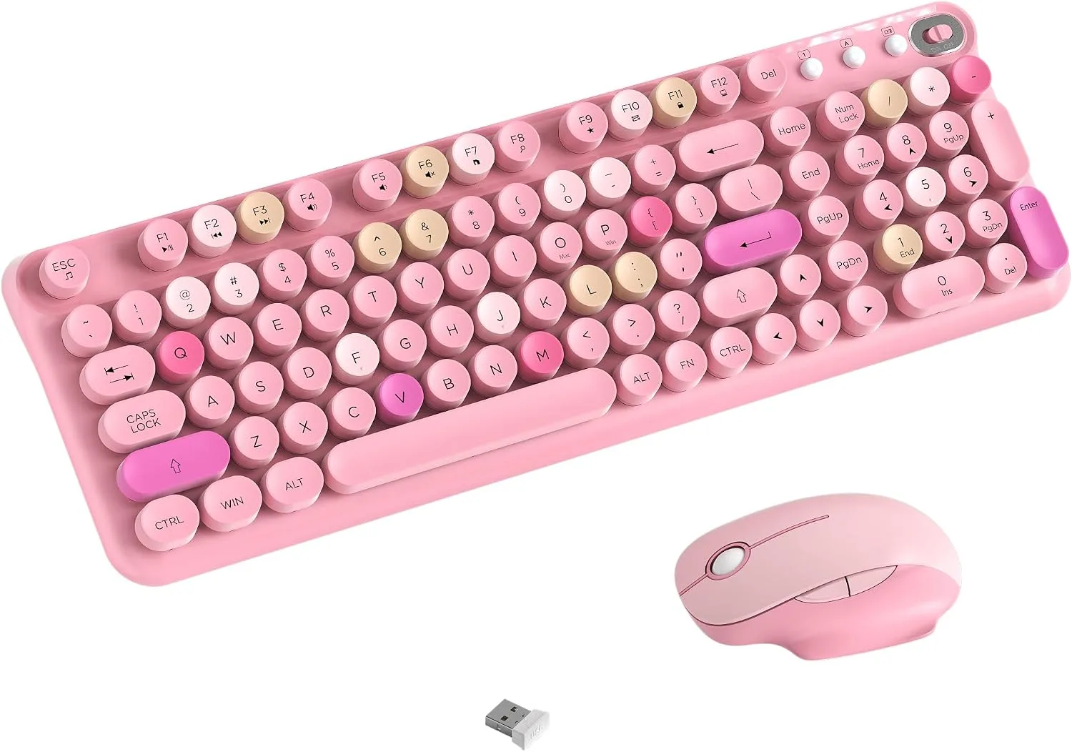 Colorful Wireless Keyboard and Mouse Combo (Pink Colorful)