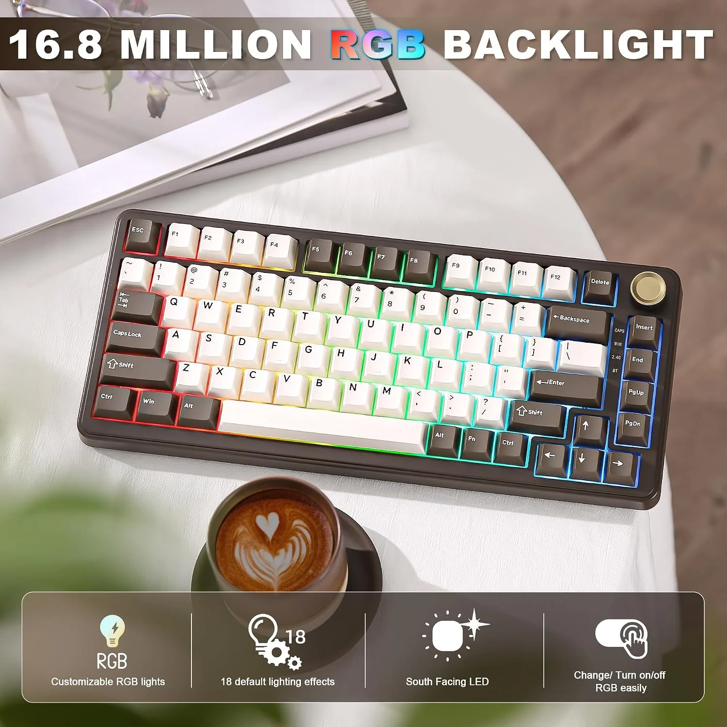YUNZII B75 PRO 75% Wireless Mechanical Keyboard (Coffee Brown, Cocoa V2)