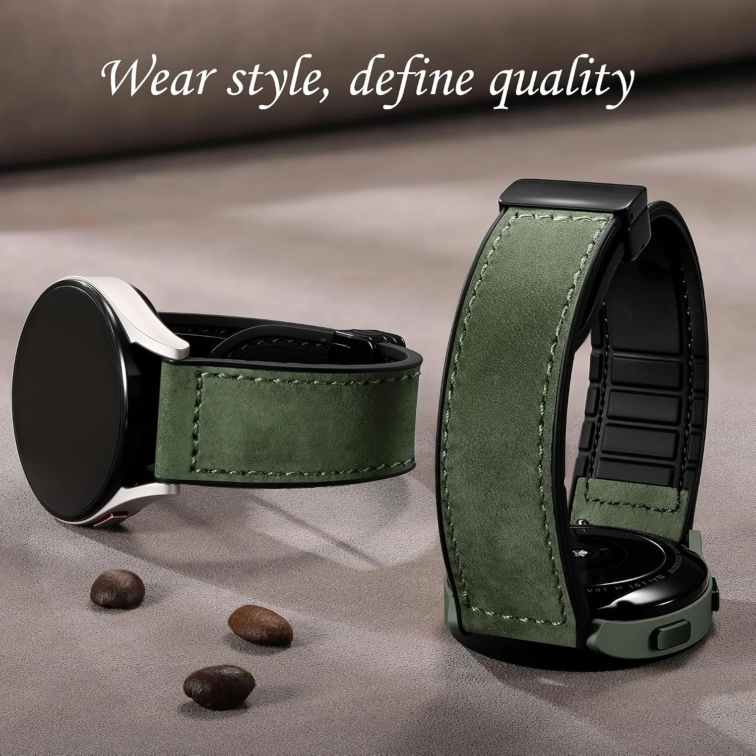 Charlam Magnetic Leather Bands Compatible with Samsung Galaxy Watch 7 Band 6 5 4 FE Active 2 40mm 44mm/Watch 6/4 Classic/Watch 5 Pro/3, 20mm Genuine Leather Straps for Samsung Watch Bands Men Women