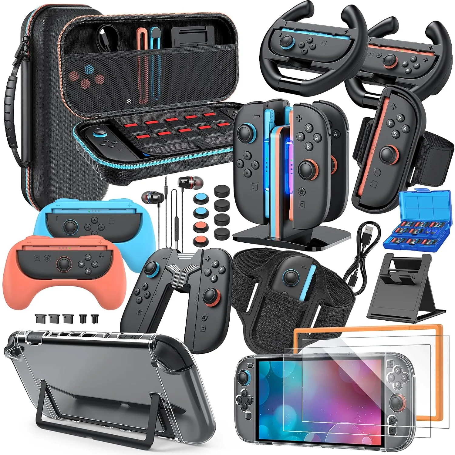 Switch 2 Accessories Bundle, 30-in-1 Kit for Nintendo Switch 2, Black