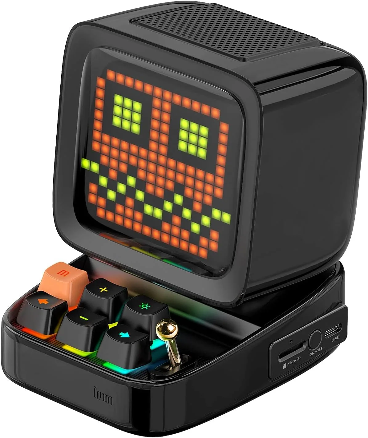 Divoom Ditoo Retro Pixel Art 15W Bluetooth Speaker,Cute Speaker with Alarm,White Noise & Mini Games,Iconic Desk Setup Speaker with 16X16 LED App Controlled Front Screen,Gifts for Anyone (Black)