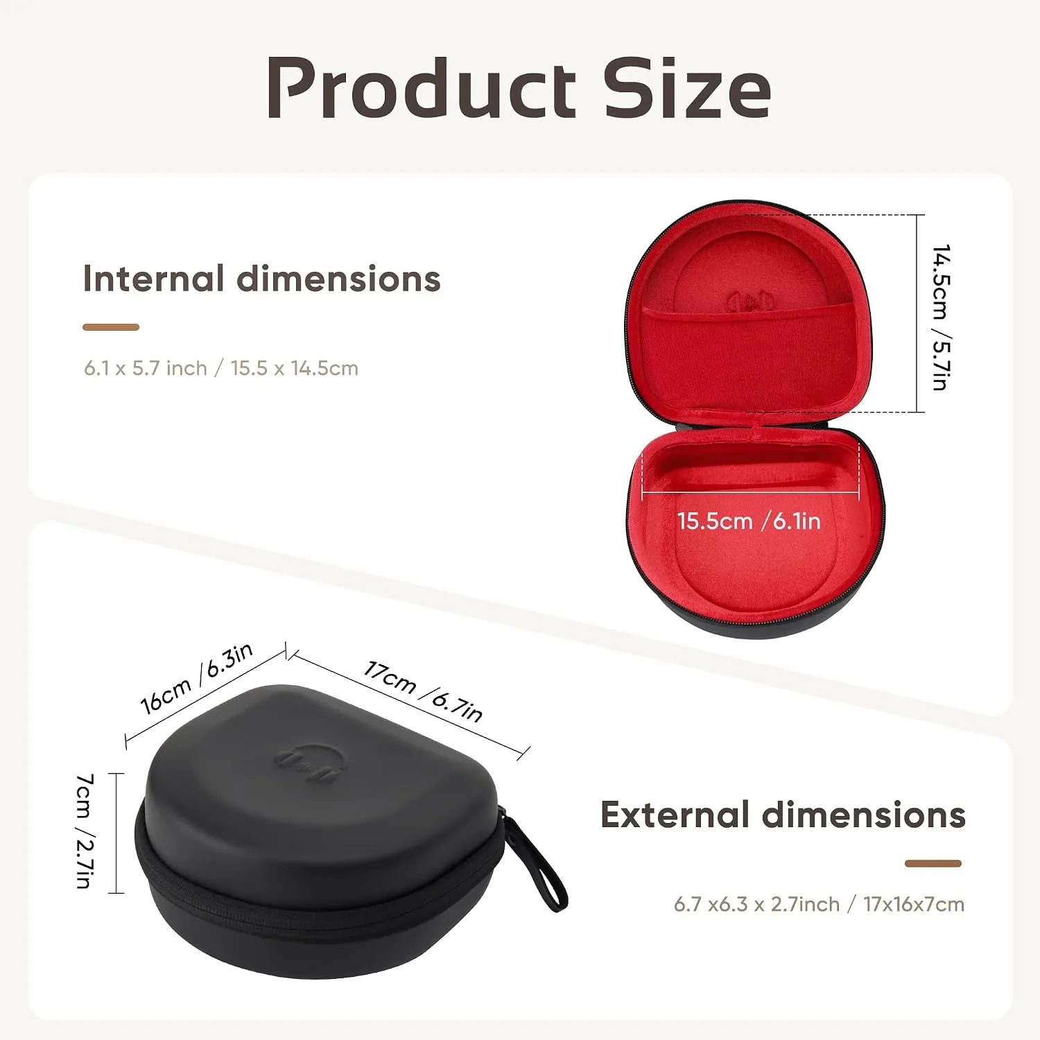 Compact Headphone Case for JBL Tune 520BT / 510BT / JR 320BT, Black