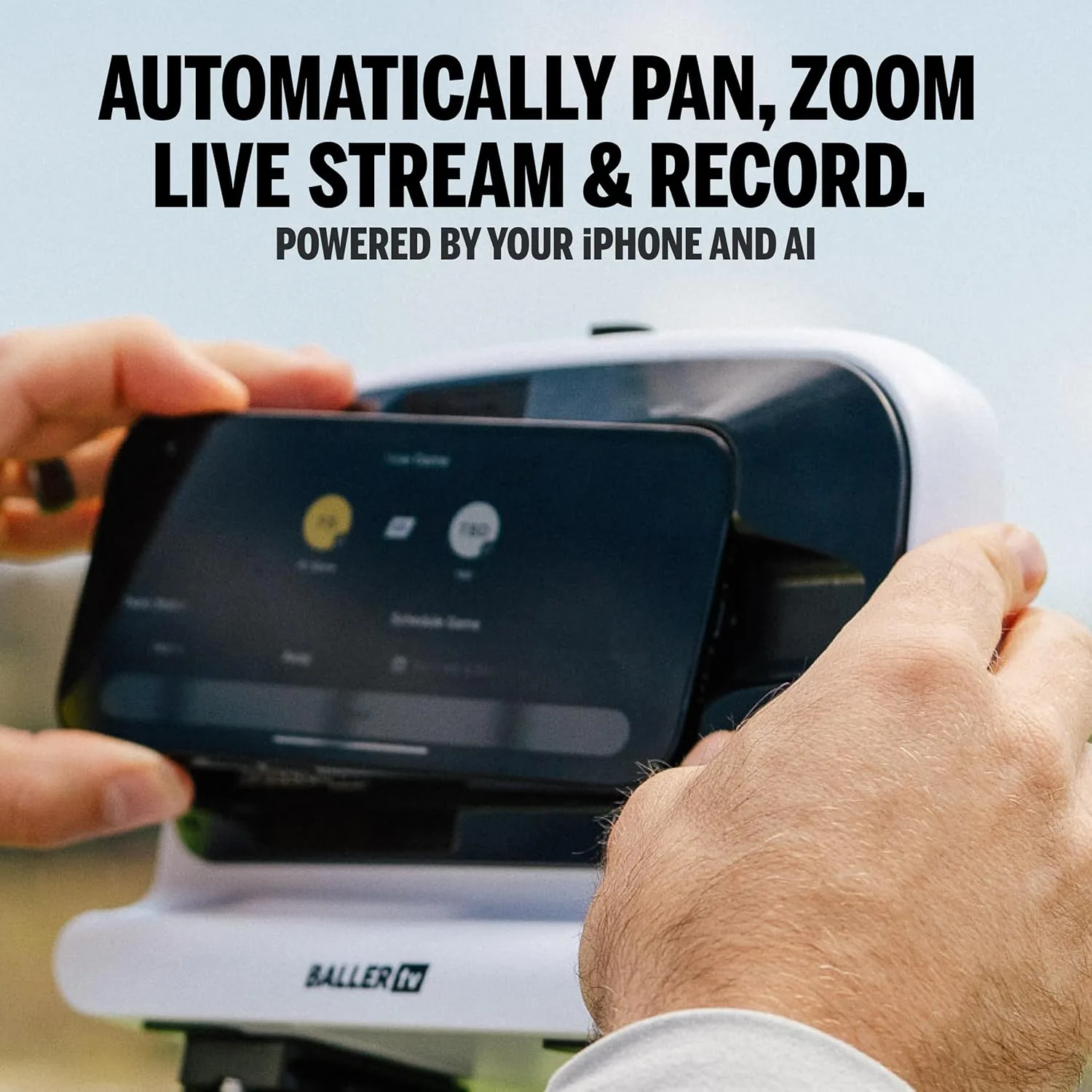 AI Auto-Tracking Sports Filming System, 180° Full-Field Lens & Live Streaming for Basketball, Soccer & Volleyball, Compatible with iPhone 17