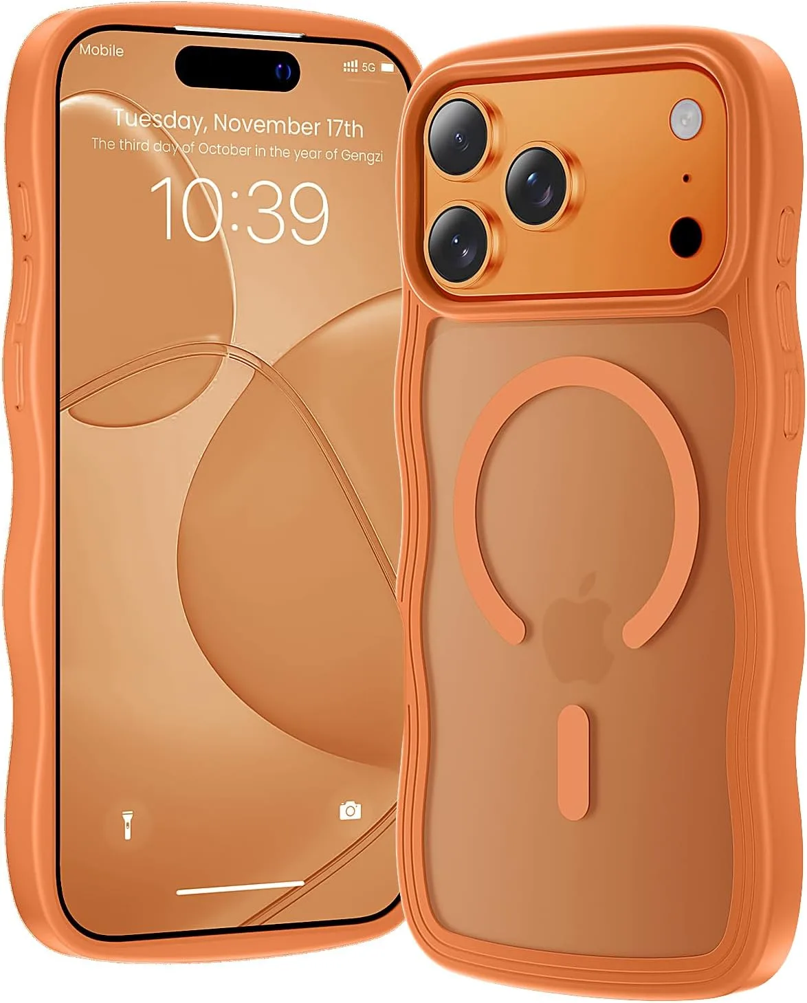 Funda para iPhone 17 Pro Toushion Naranja Mate con diseño de ondas