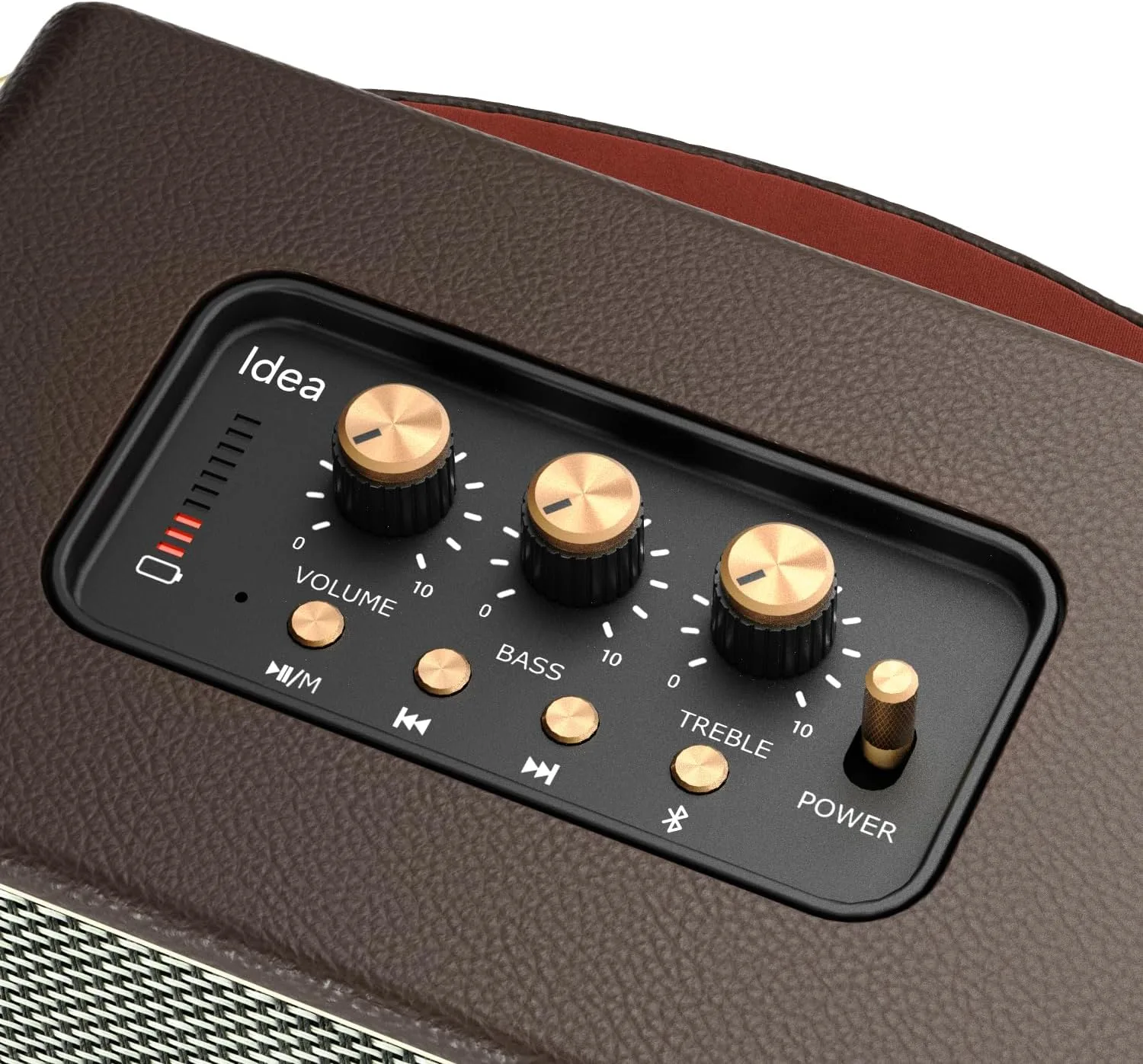 Vintage Home Decor Wireless Bluetooth Wooden Carrying Portable Speaker Deep Bass with Fabric Grill Leather Strap Handle-Brown