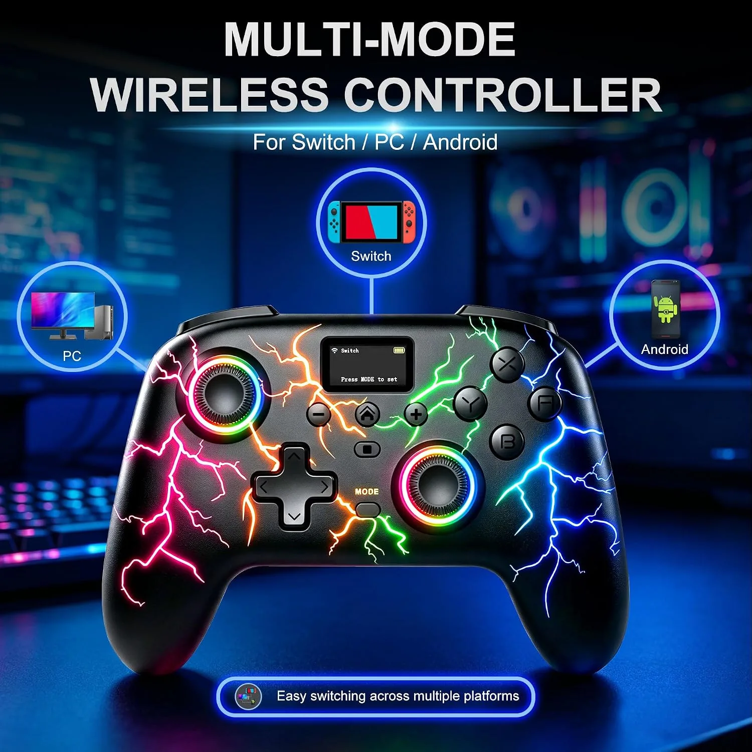 Exilapsire Wireless Controller for PC/Switch/Switch 2/iOS/Android, Black