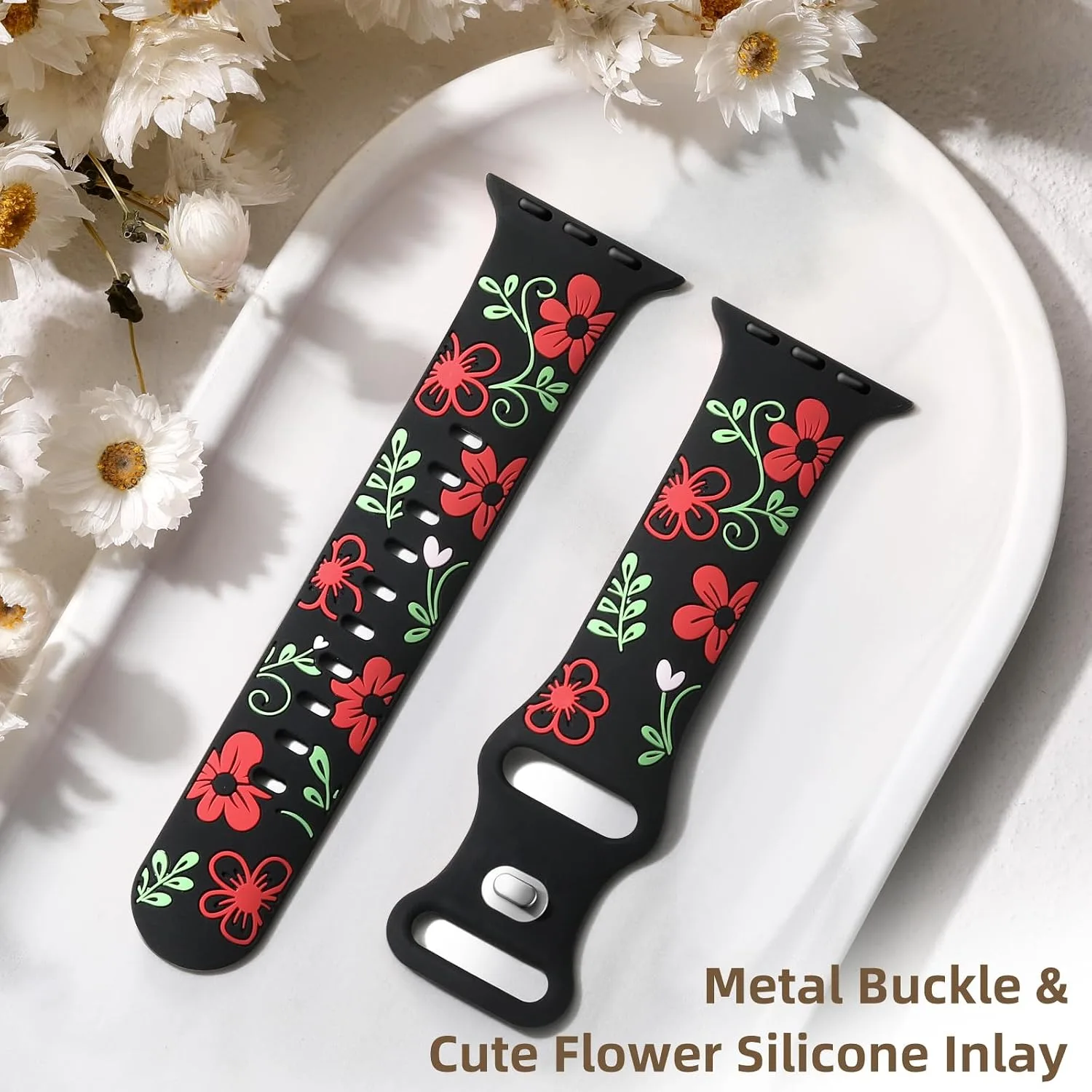 Witzon Floral Silicone Band Compatible with Apple Watch Bands For Women