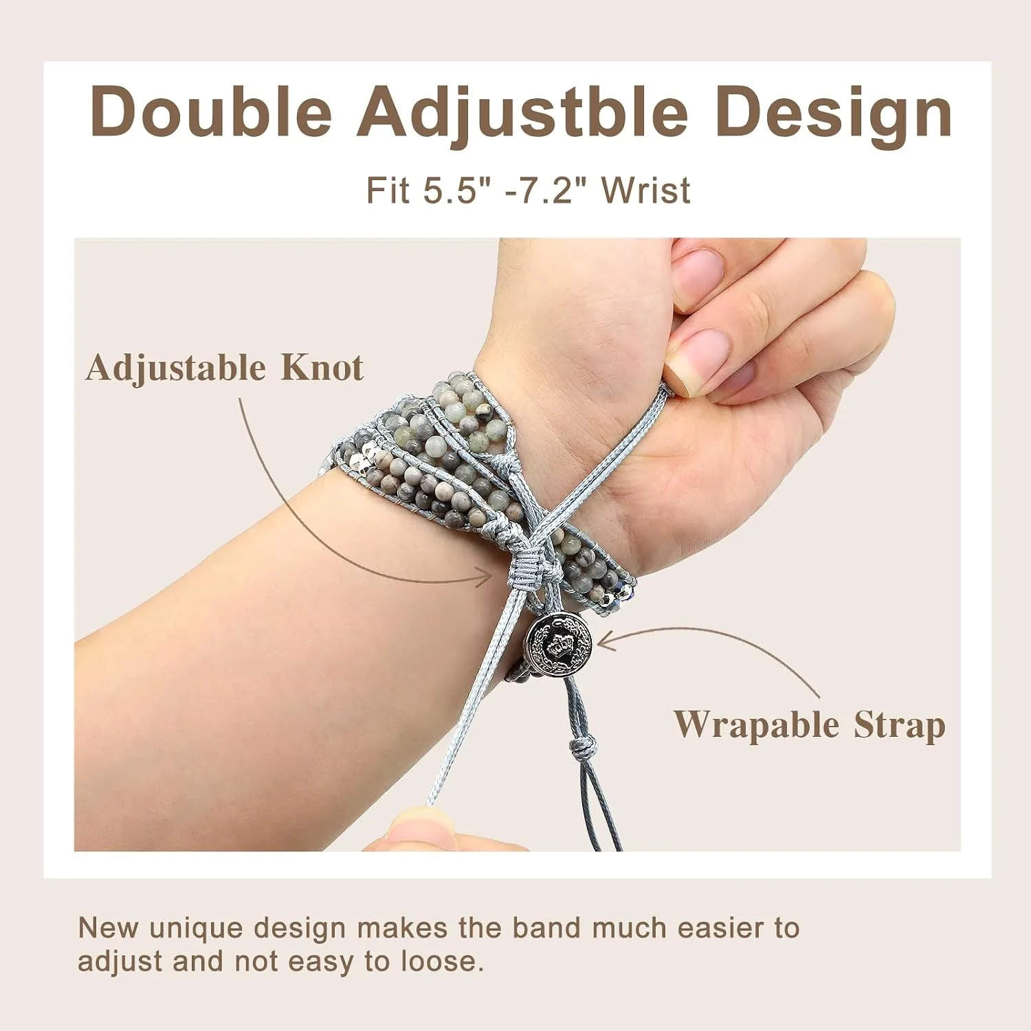 JR.DM Boho Beaded Handmade Braided Bracelet Band Women 20mm Compatible with Samsung Galaxy Watch 7/6/5/4/Active 2/4 Classic/6 Classic/5 Pro/FE 40mm 42mm 43mm 44mm 45mm 46mm 47mm