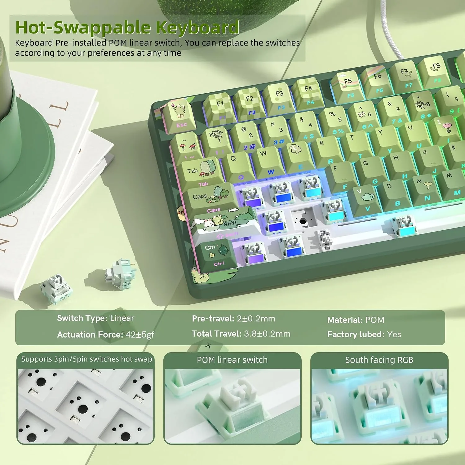 Womier SK80 75% Keyboard with Color Multimedia Display Mechanical Keyboard
