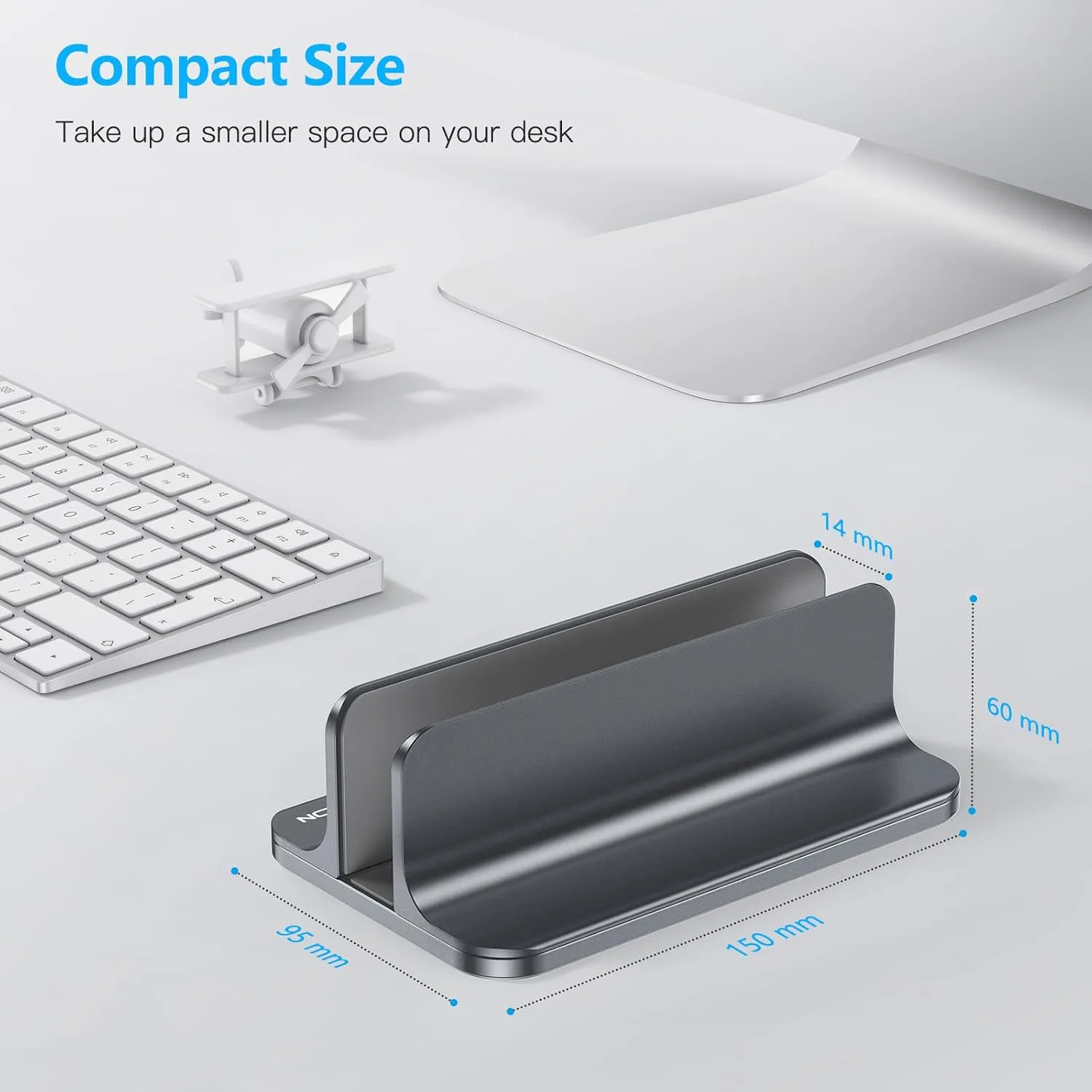 OMOTON Vertical Laptop Stand Holder, Adjustable Dock for MacBook, Gray