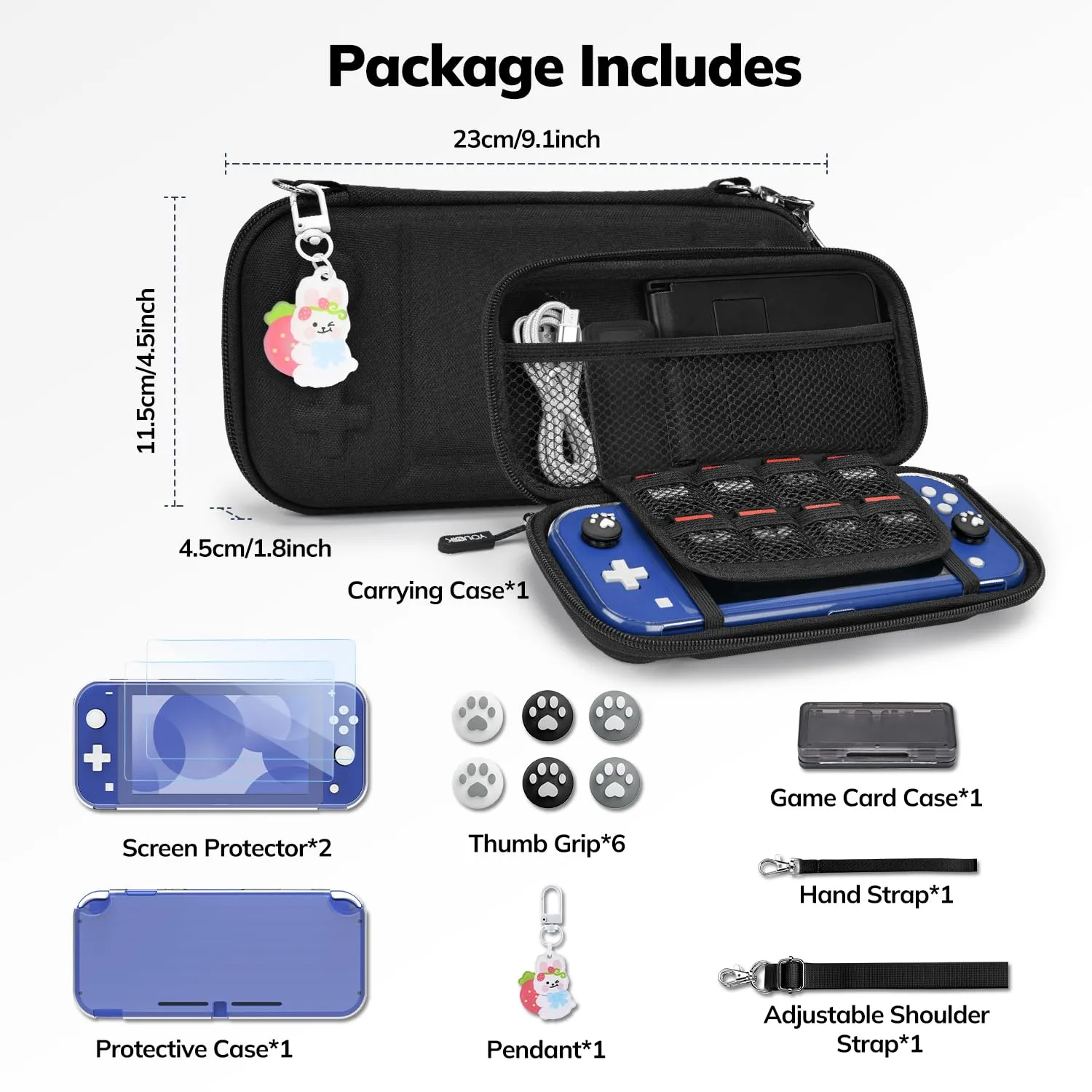 Younik Switch Lite Case, 14 in 1 Accessories Kit for NS Switch Lite (2019)