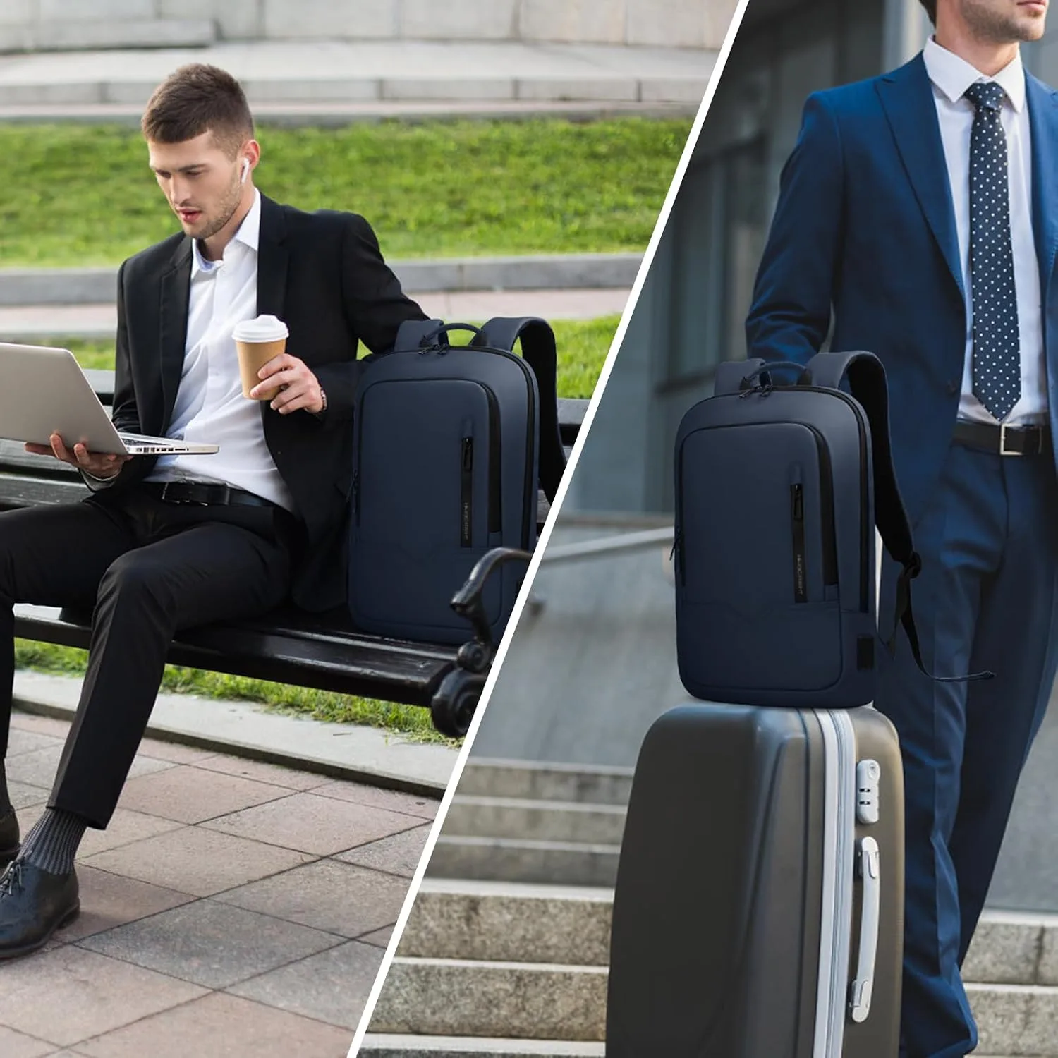 hk Backpack for Men, Business Slim Computer Bag for 17.3 Inch Laptop