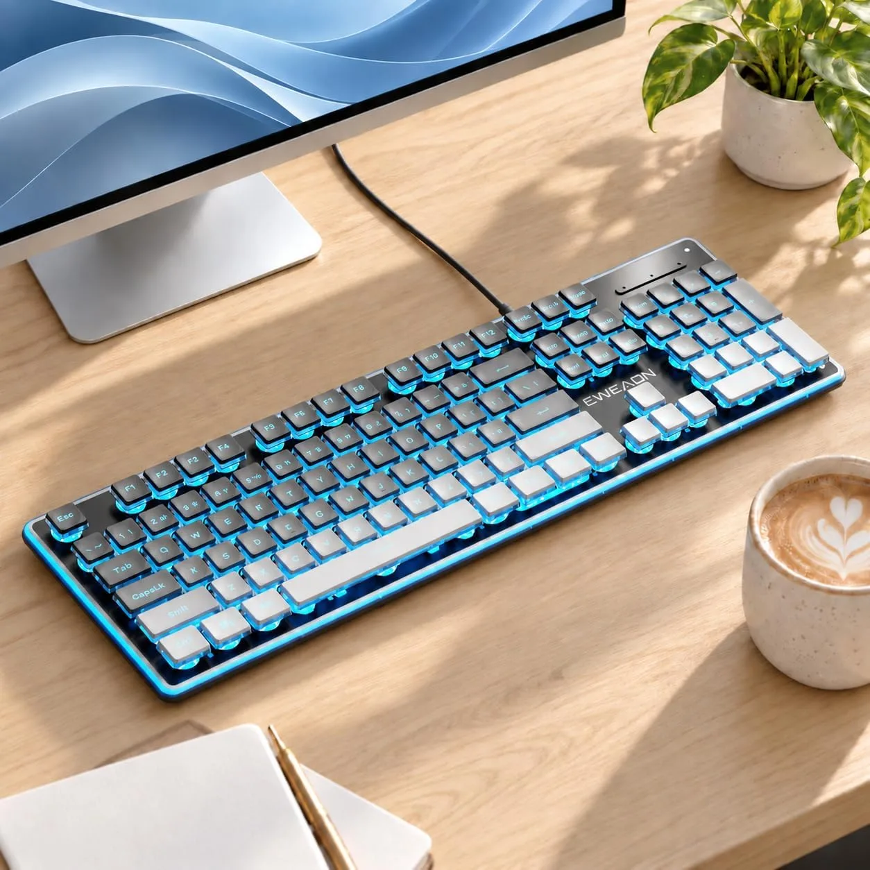Wired Keyboard with RGB Backlit, Never Fade, Soft Click Typing, Black