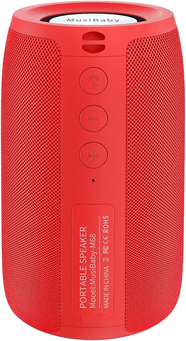 Musibaby M68 Small Rechargeable Speaker, Dual Pairing, Red