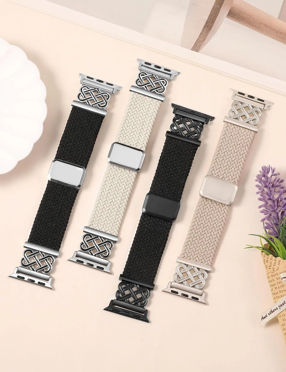 Braided Stretchy Band with Magnetic Clasp for Apple Watch Bands Women Men